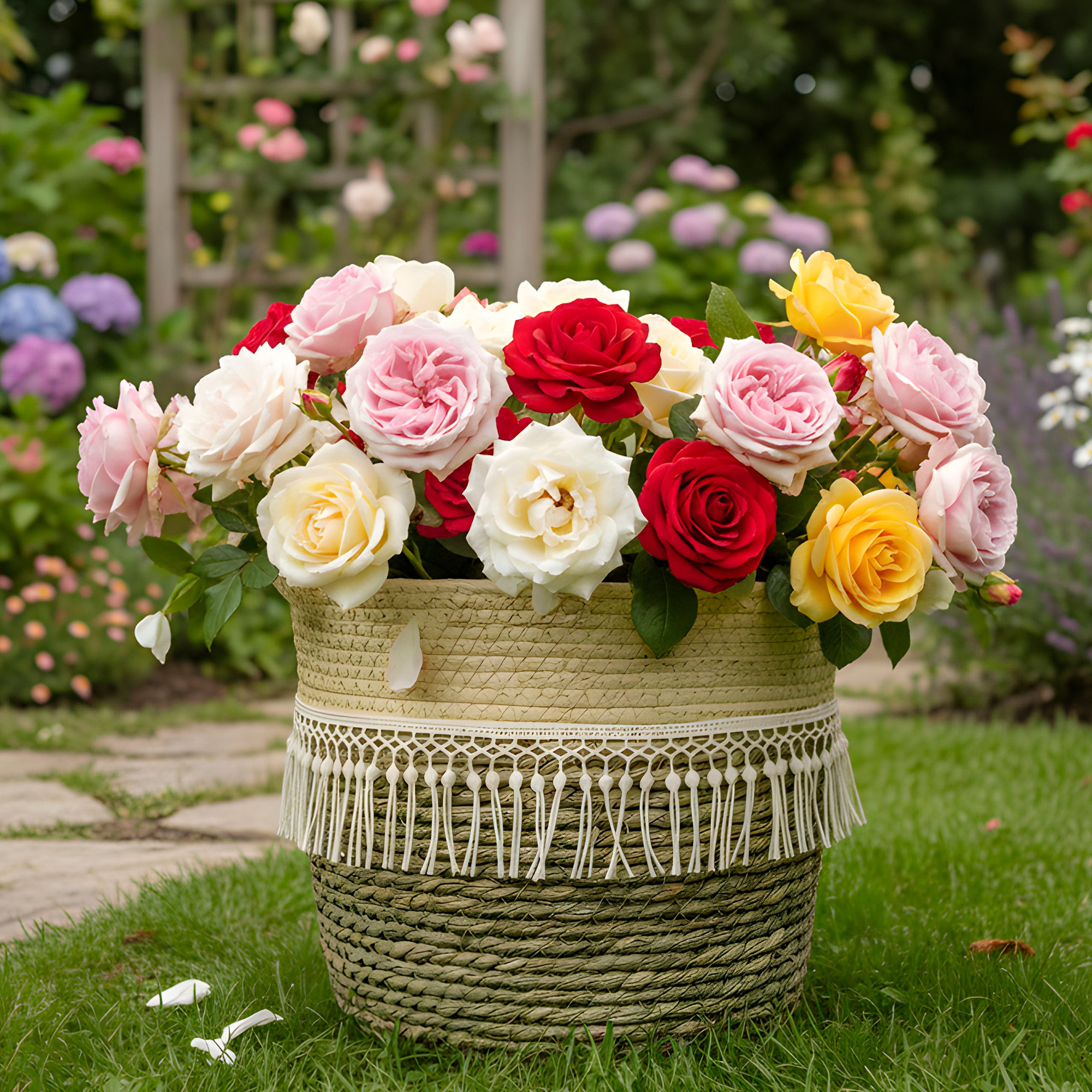 Canasto Macetero Yute Cesta Tejido Beige Hogar 20 X 20 CM 9