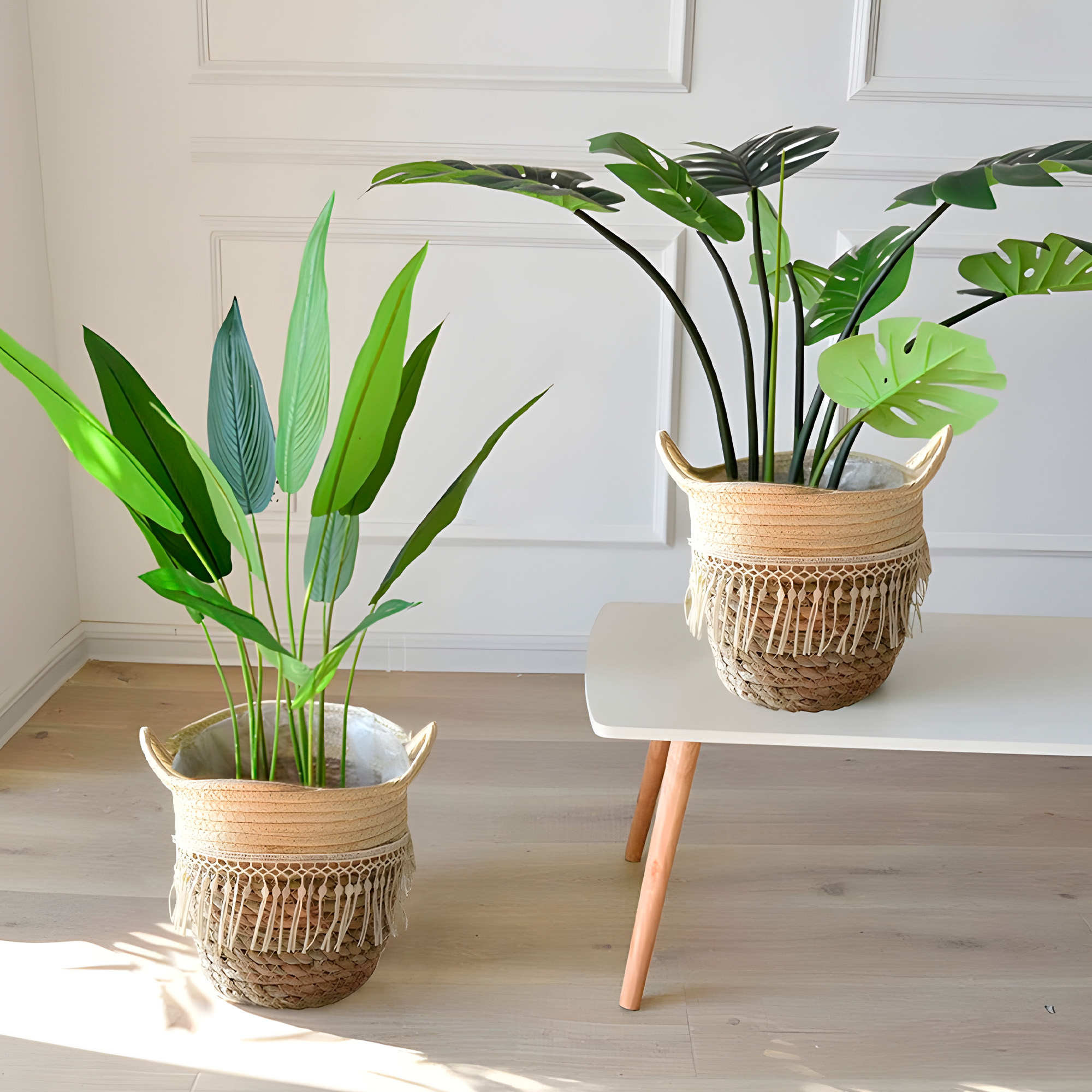 Canasto Macetero Yute Cesta Tejido Beige Hogar 25 X 22 CM 4