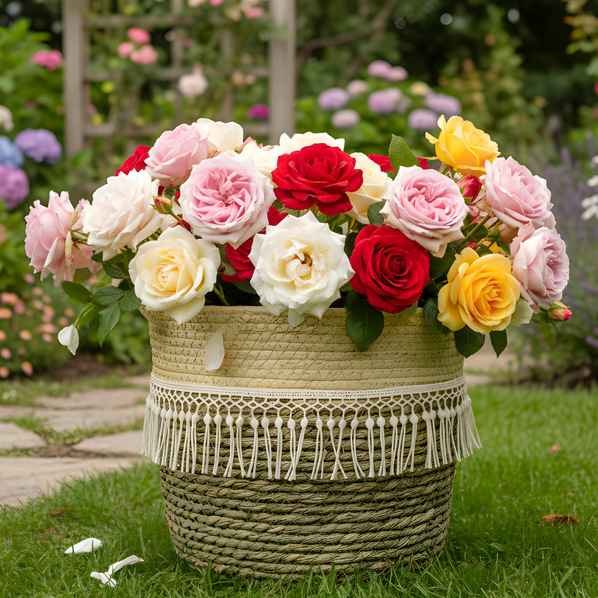 Canasto Macetero Yute Cesta Tejido Beige Hogar 25 X 22 CM 9