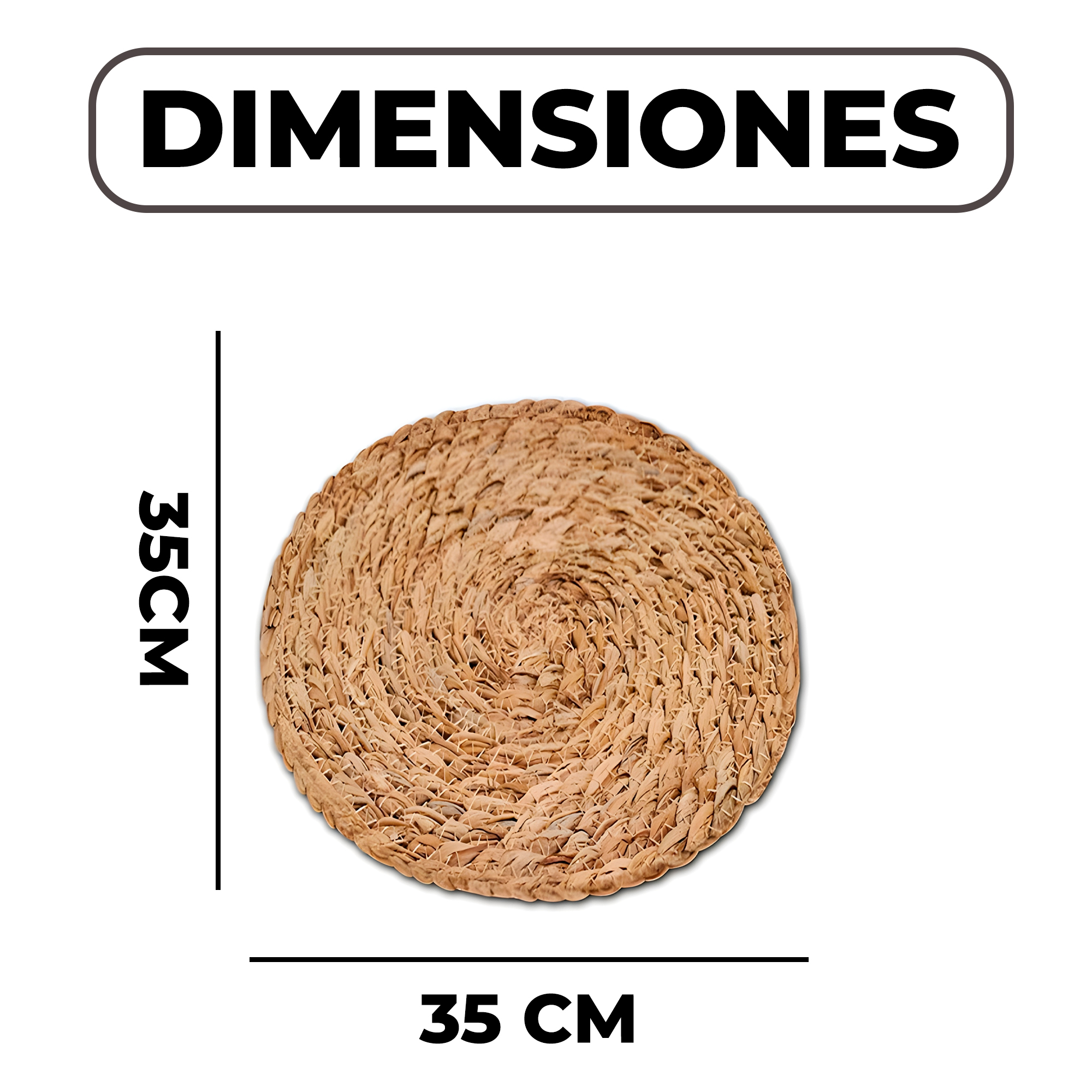 Individual Yute Redondo Fibra Natural 35CM Comedor Hogar 2