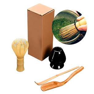 Set Té Matcha Herramientas Batidor Chasen Chashaku Bambú 4 pcs