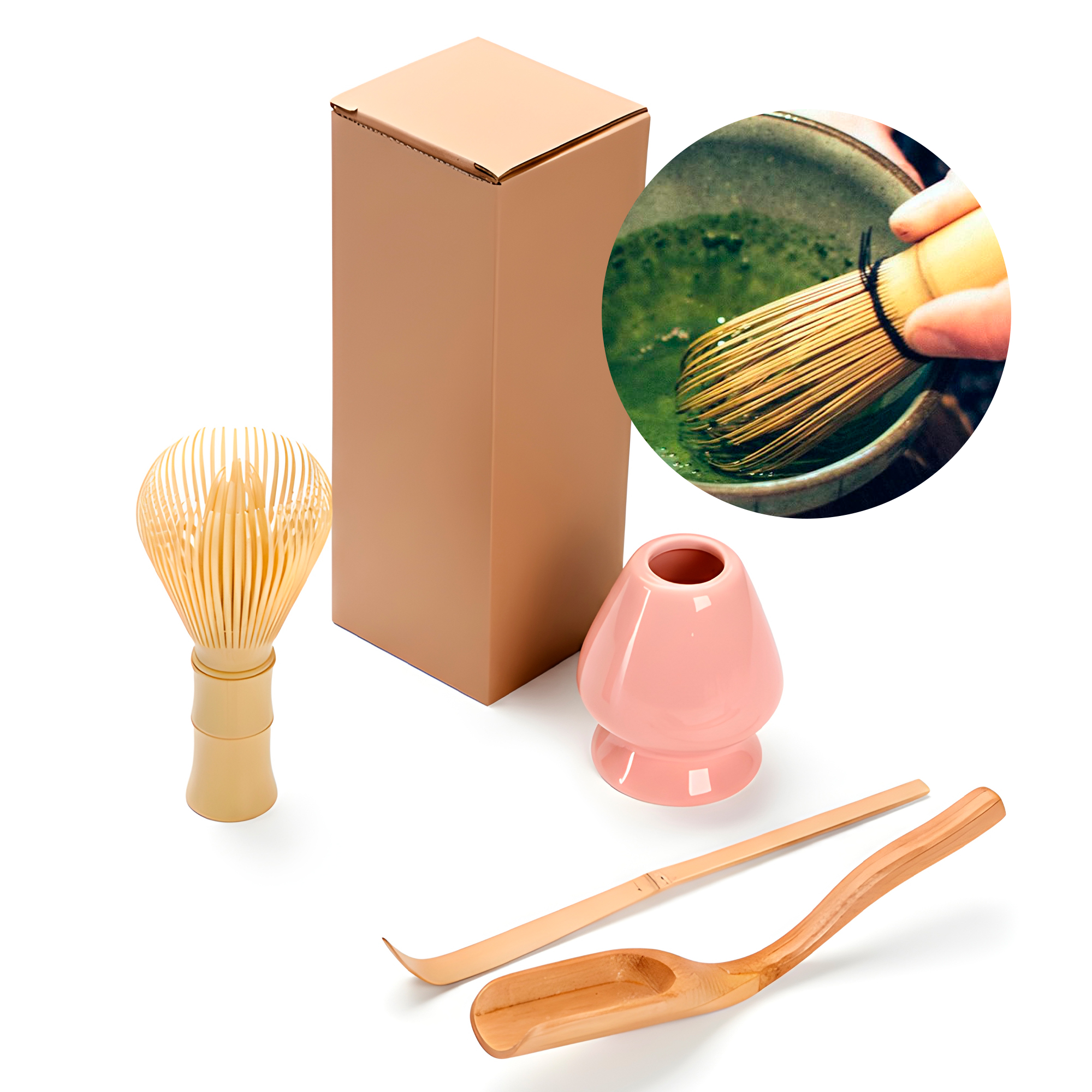 Set Té Matcha Herramientas Batidor Chasen Chashaku Bambú 4 pcs 14