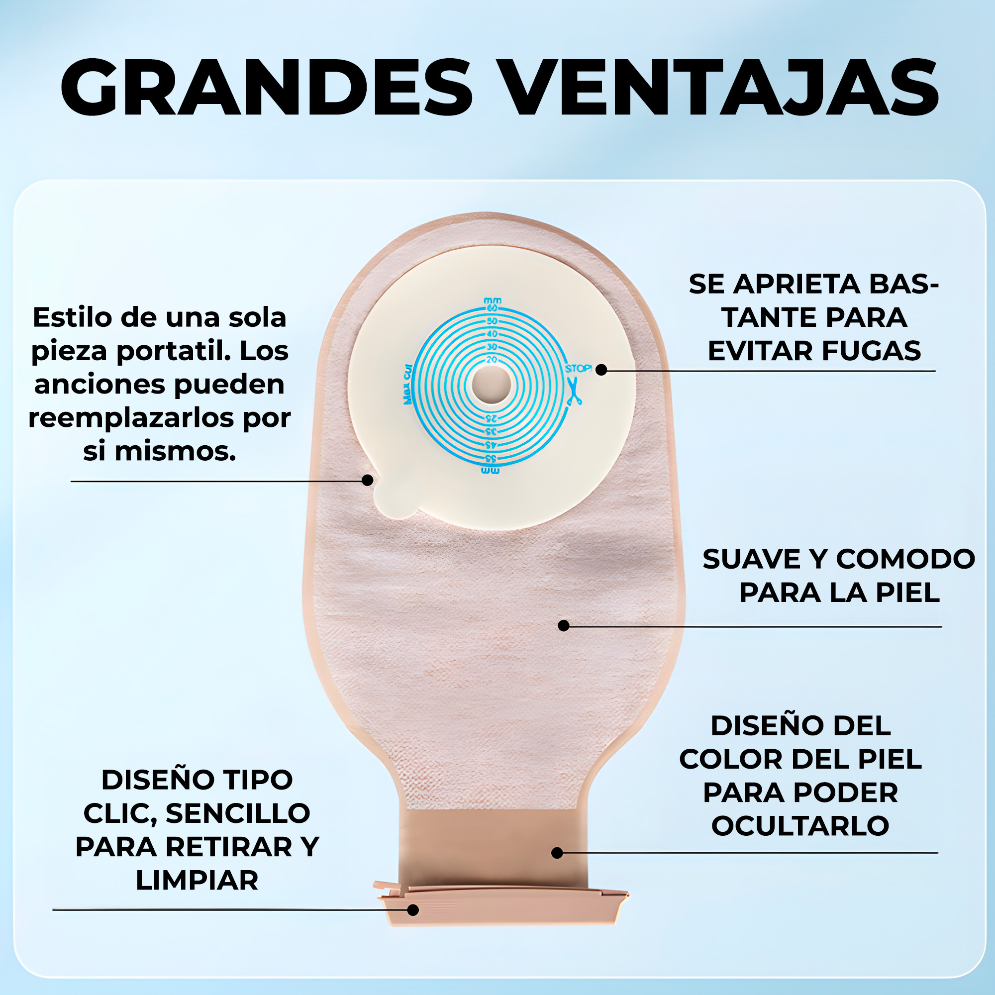 Set 10 Bolsas Colostomía Filtro Drenable Anti Olor Y Gases 2