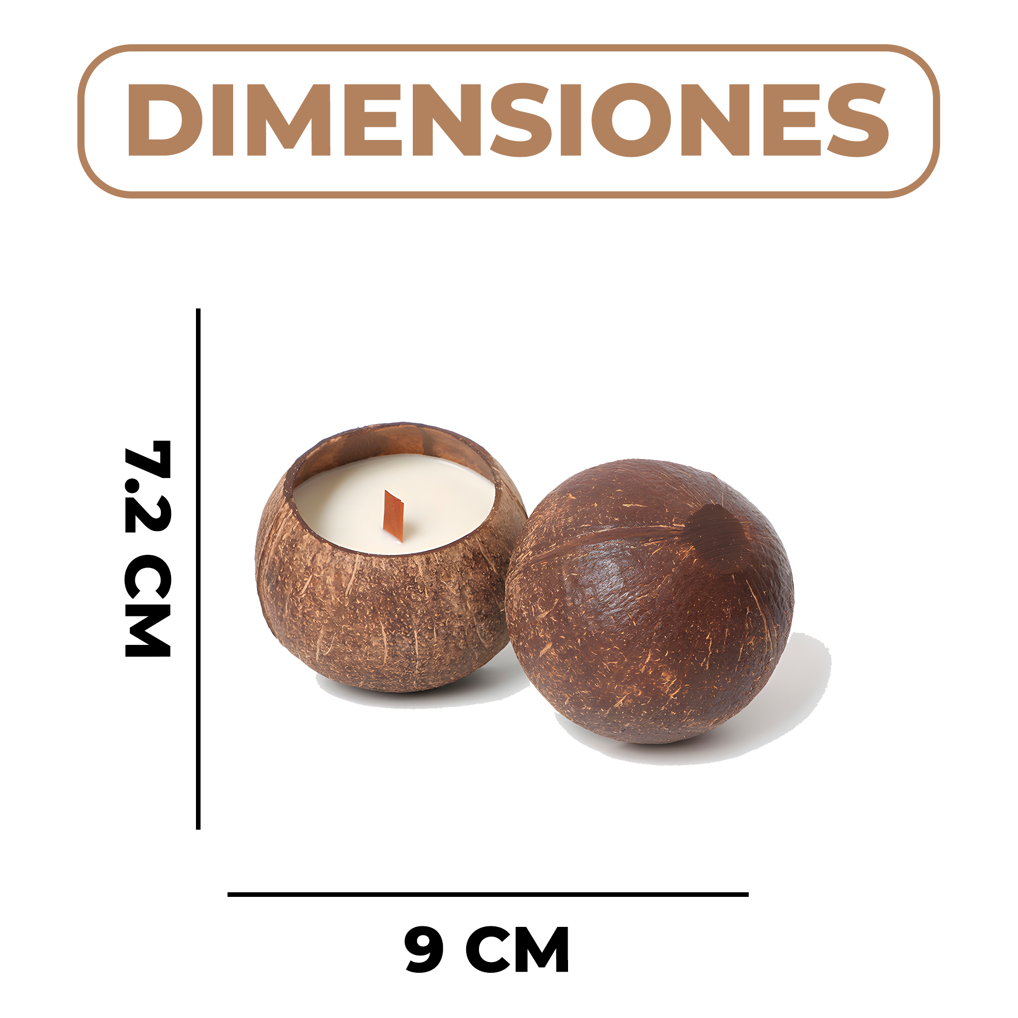 Cuenco de Coco Cascara Vela Aroma Creativo Decoración Hogar 2