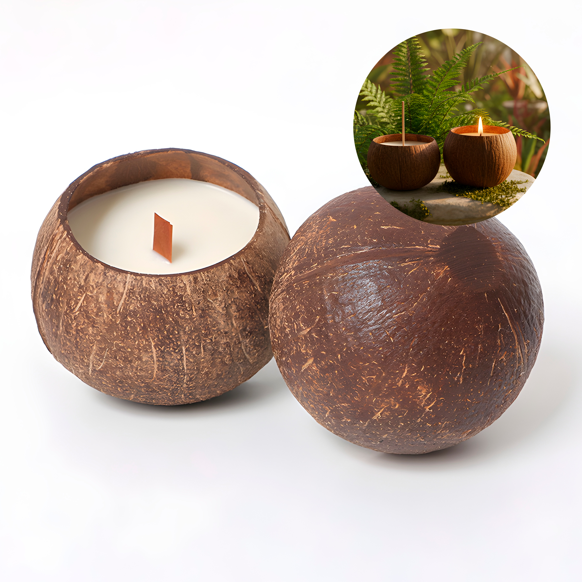 Cuenco de Coco Cascara Vela Aroma Creativo Decoración Hogar 1