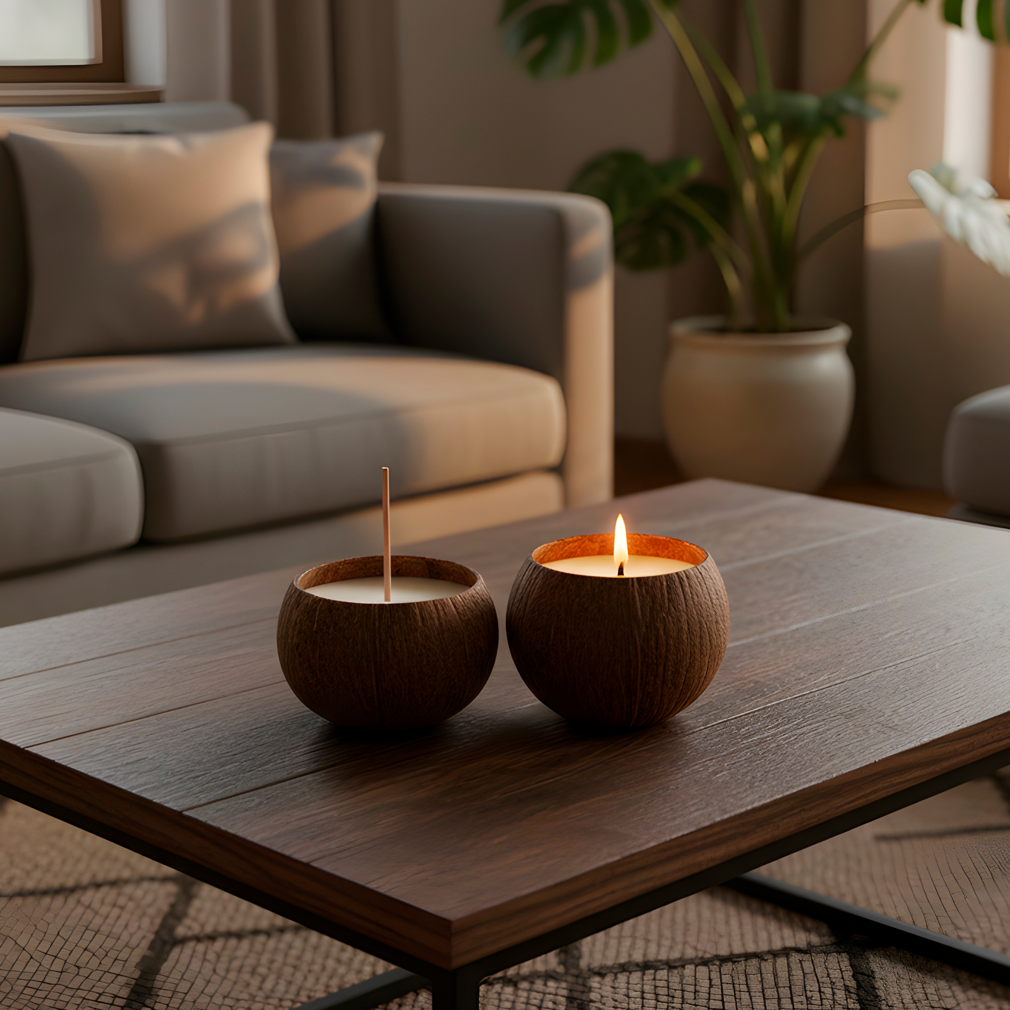 Cuenco de Coco Cascara Vela Aroma Creativo Decoración Hogar 9