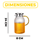 Jarra de Vidrio 1.9L Servir Te Jugo Bebida Agua Tapa Acero - Miniatura 3