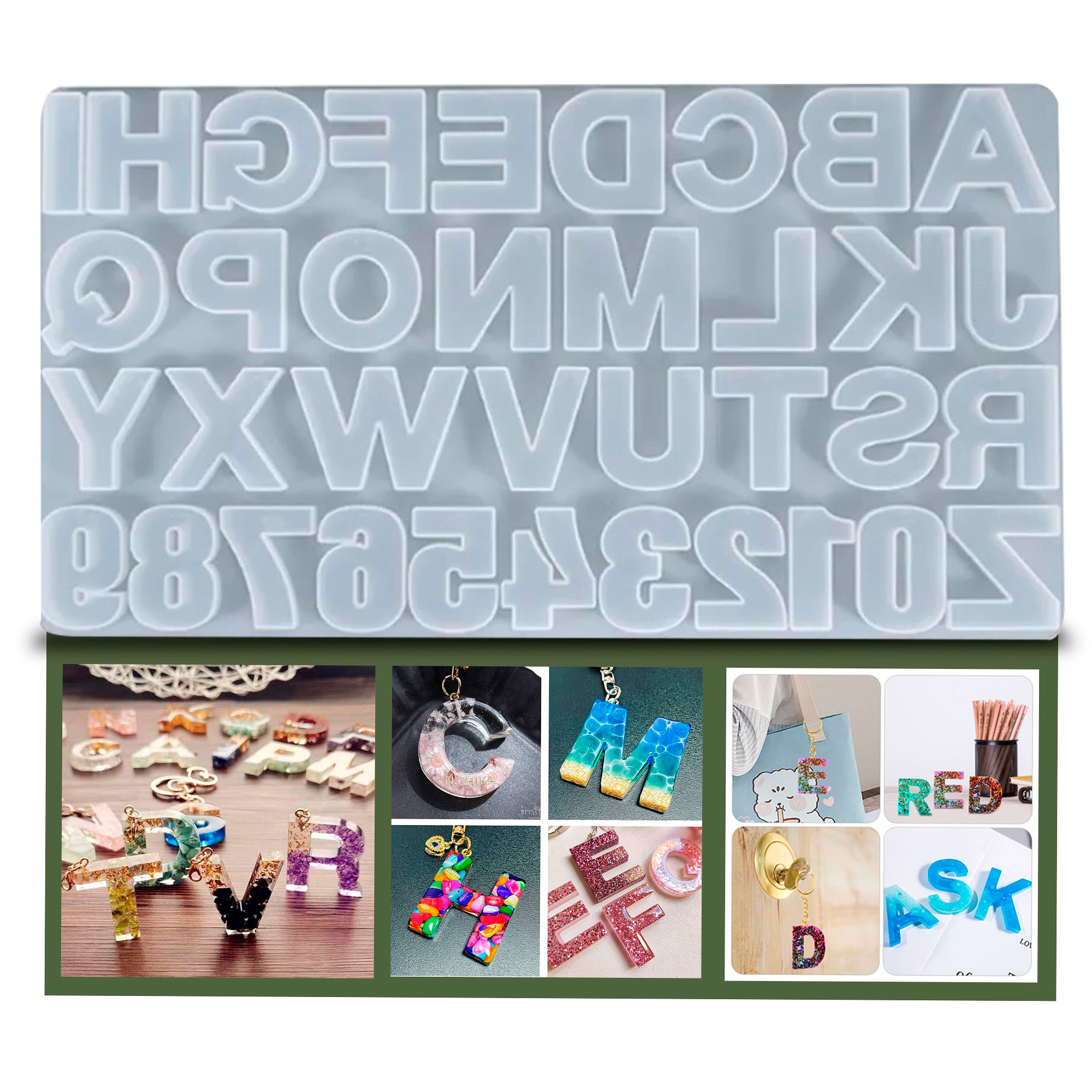 Molde De Silicona Resina Epóxica Letras Alfabeto Numeros 1