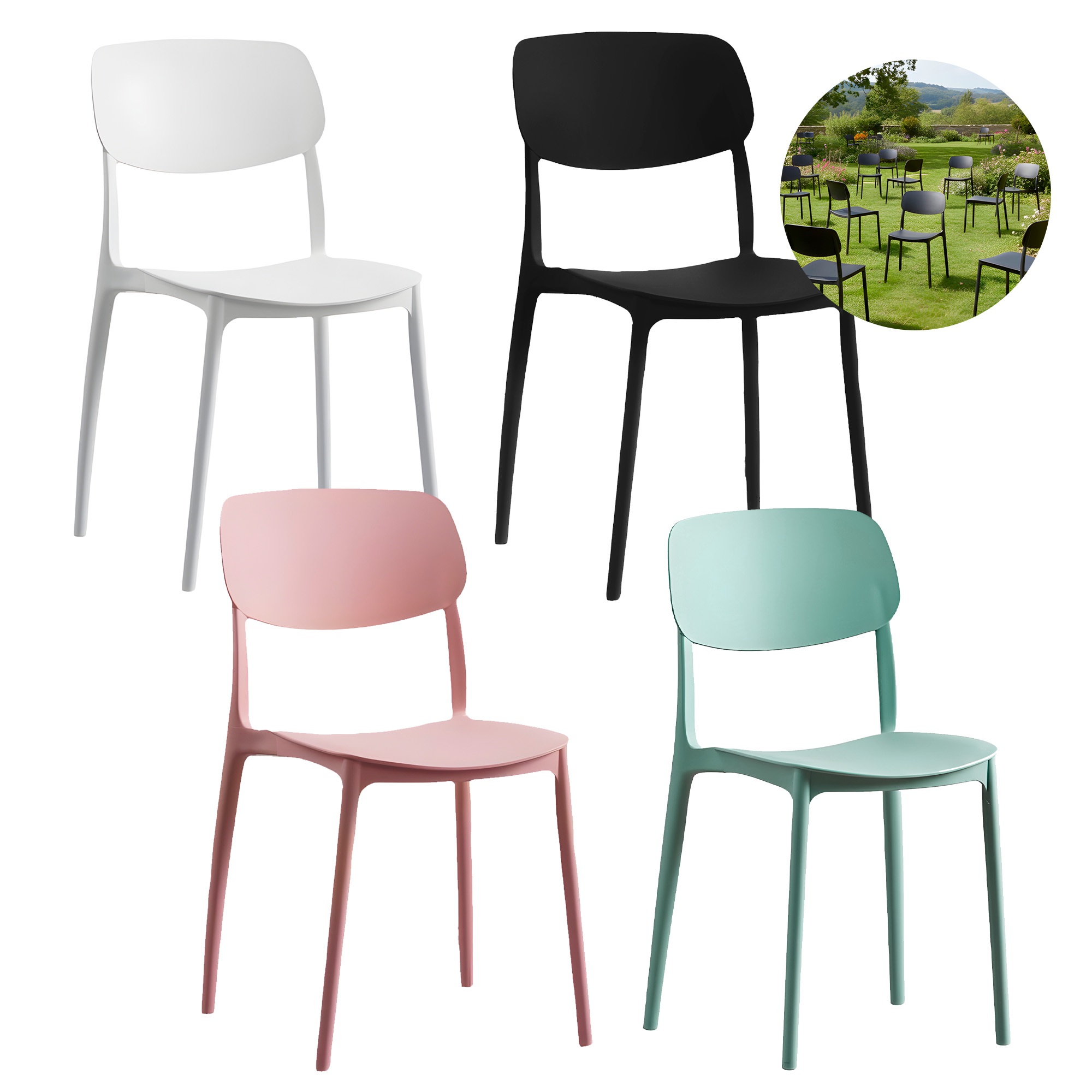 Sillas Comedor Plástico con respaldo Taburete Minimalistas Nórdica 1