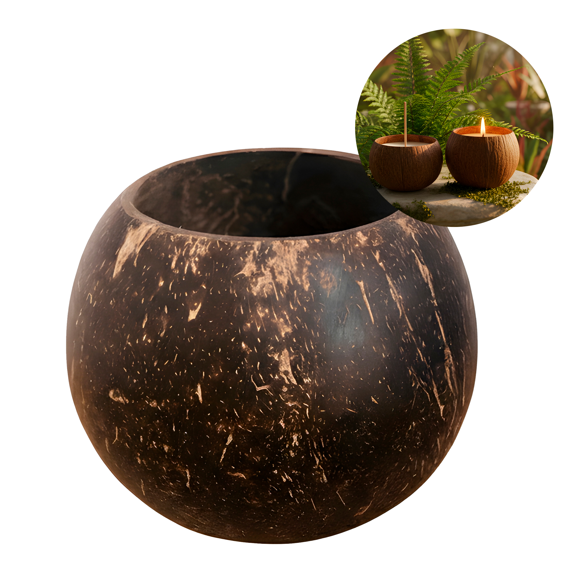 Cuenco de Coco Cascara Vela Aroma Creativo Decoración Hogar 400 ml 1