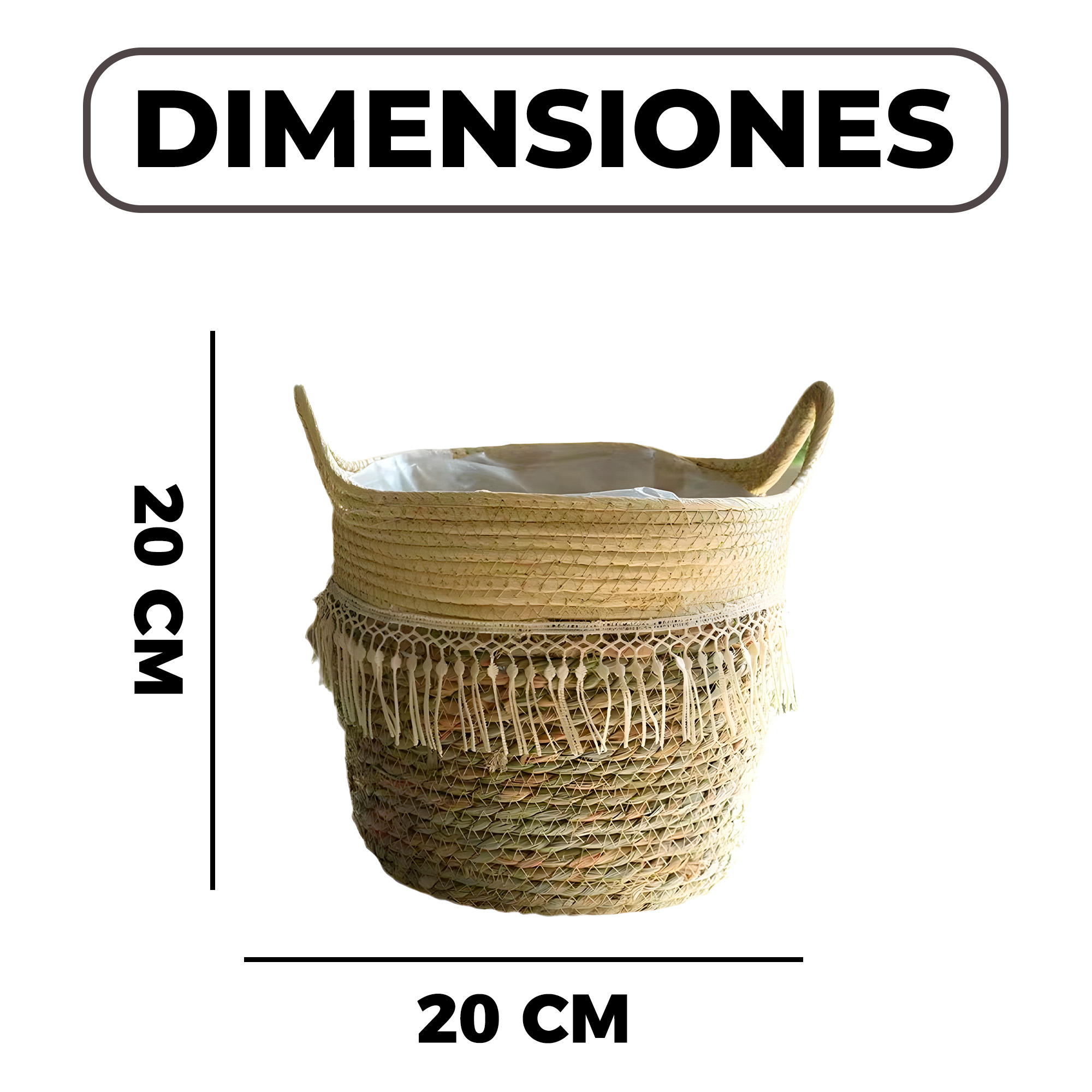 Canasto Macetero Yute Cesta Tejido Beige Hogar 20 X 20 CM 2