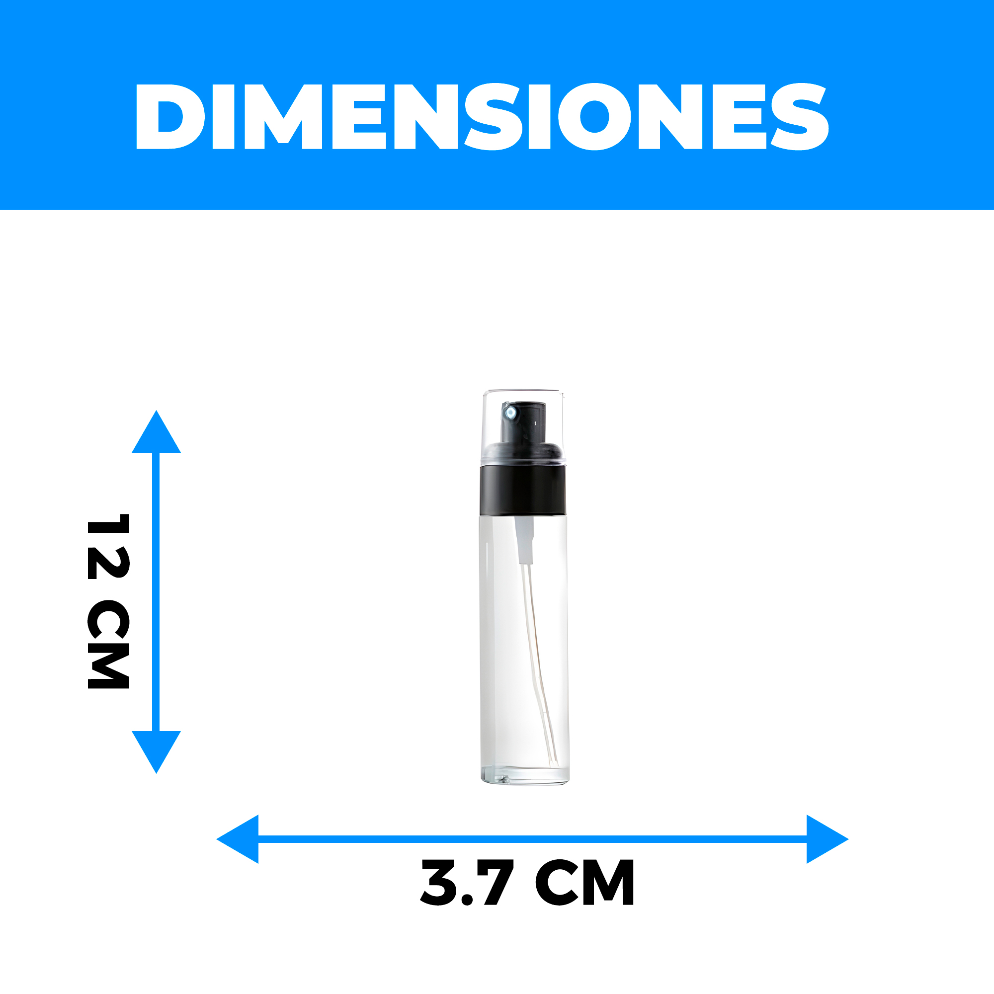 Frasco Transparente Válvula Dispensador Spray Esencial Transparente Tapa Negra 50 ML 4