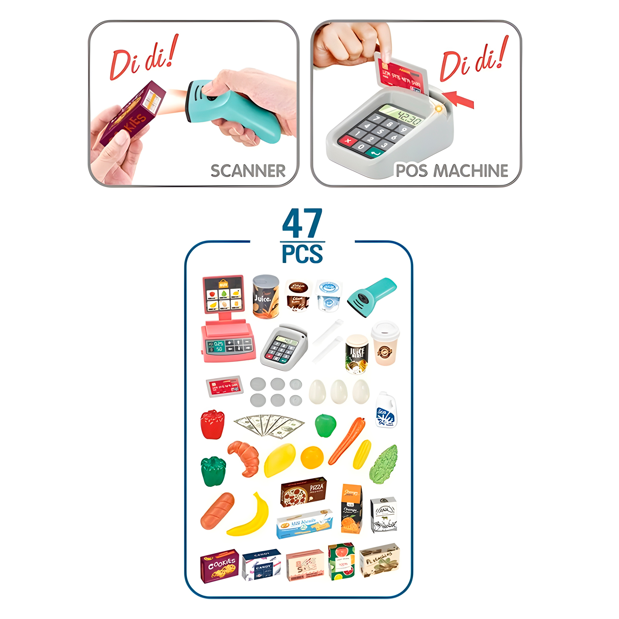 Set 48 Pcs Supermercado Carrito Alimentos Juguete Niños Colores 2