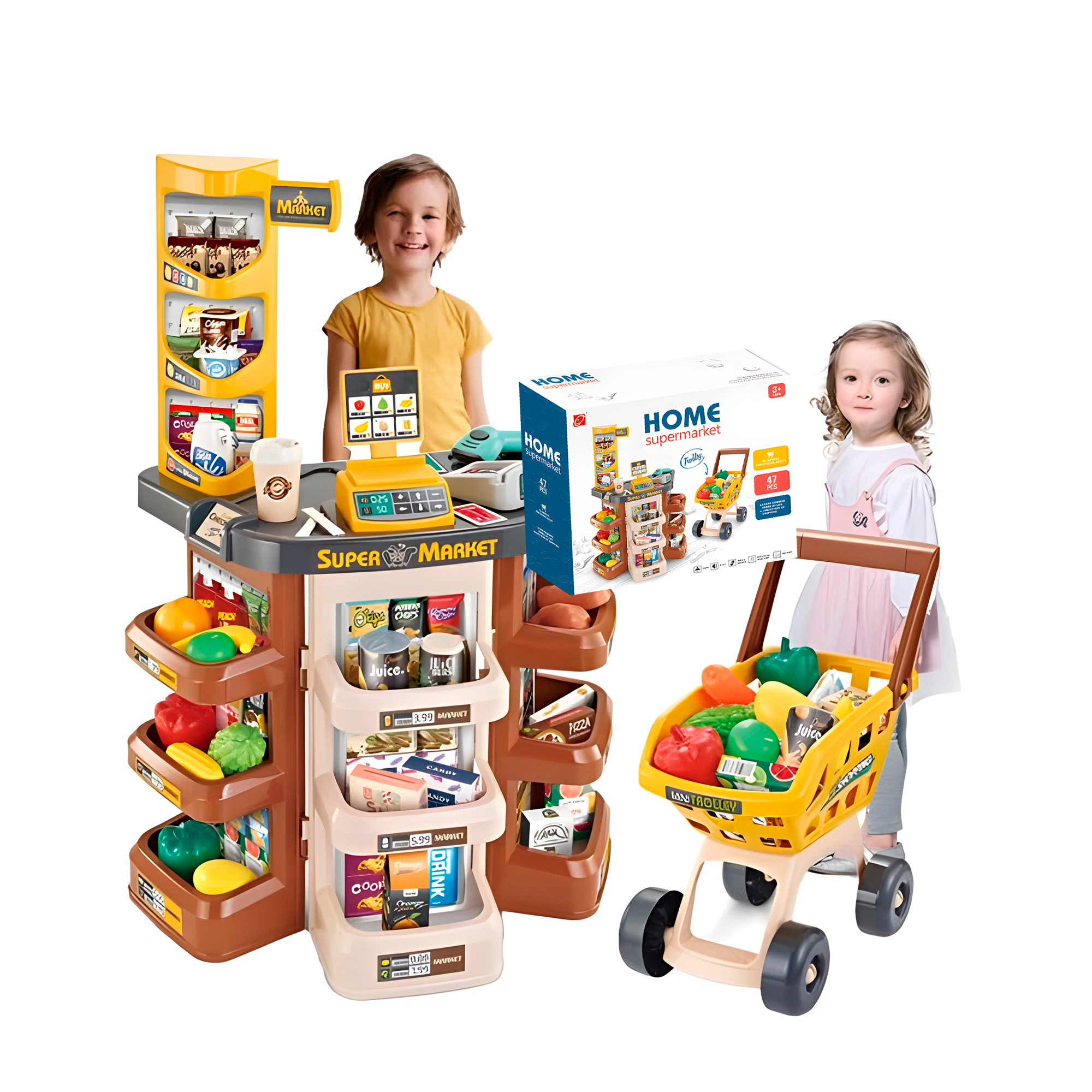 Set 48 Pcs Supermercado Carrito Alimentos Juguete Niños Colores 10