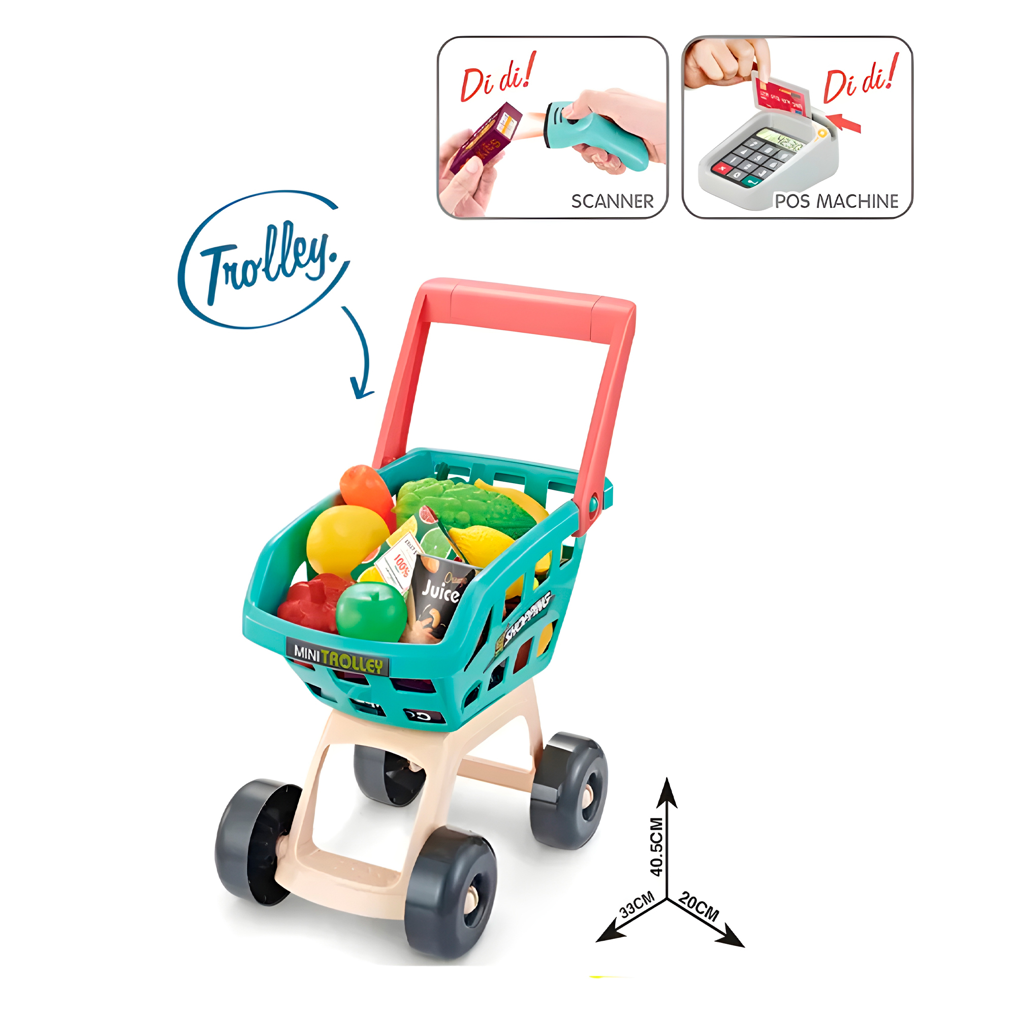 Set 48 Pcs Supermercado Carrito Alimentos Juguete Niños Colores 12