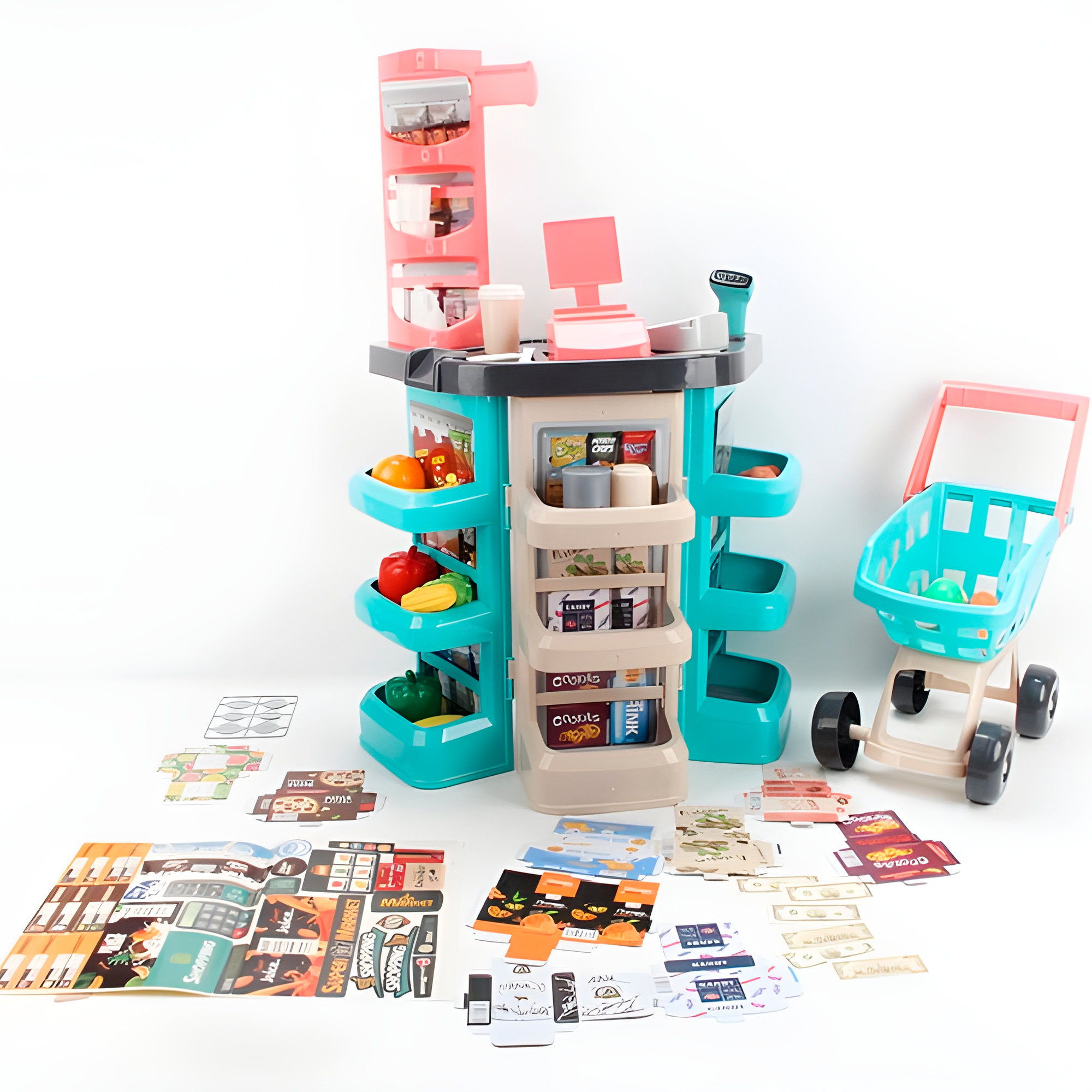 Set 48 Pcs Supermercado Carrito Alimentos Juguete Niños Colores 13