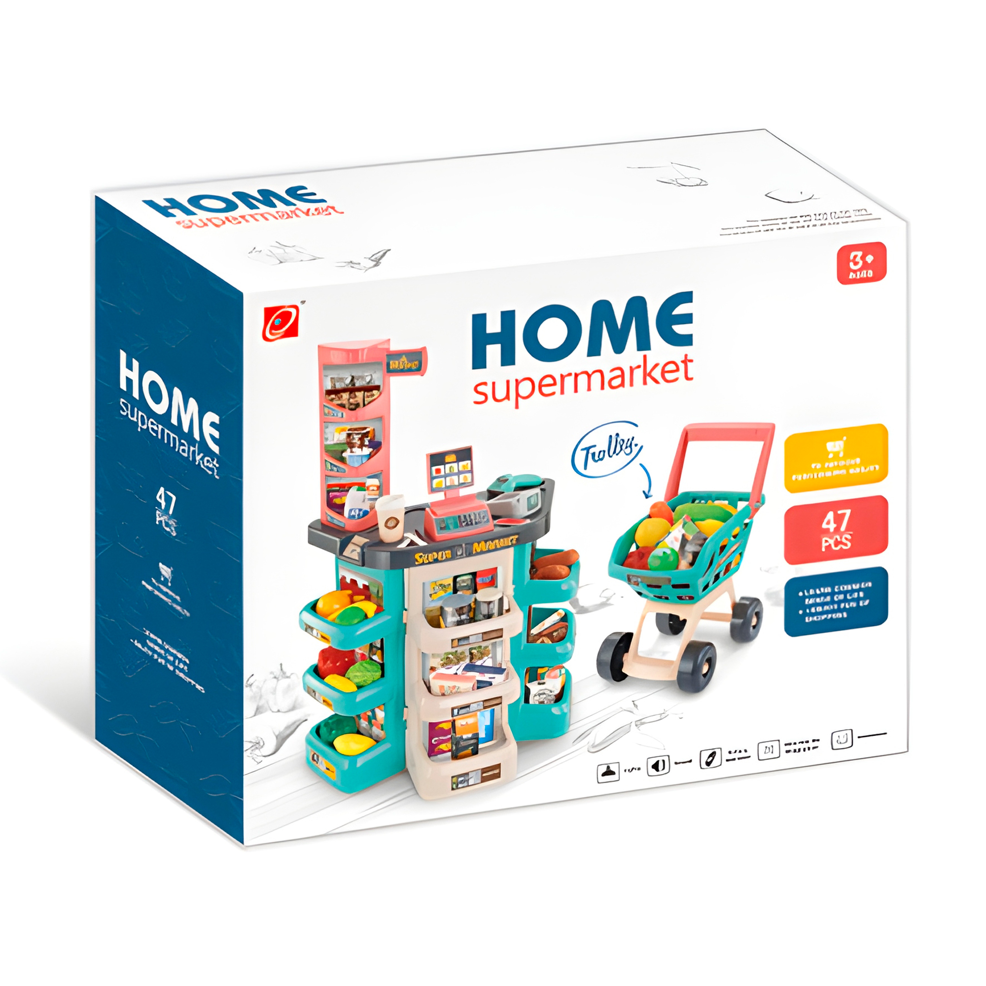 Set 48 Pcs Supermercado Carrito Alimentos Juguete Niños Colores 15