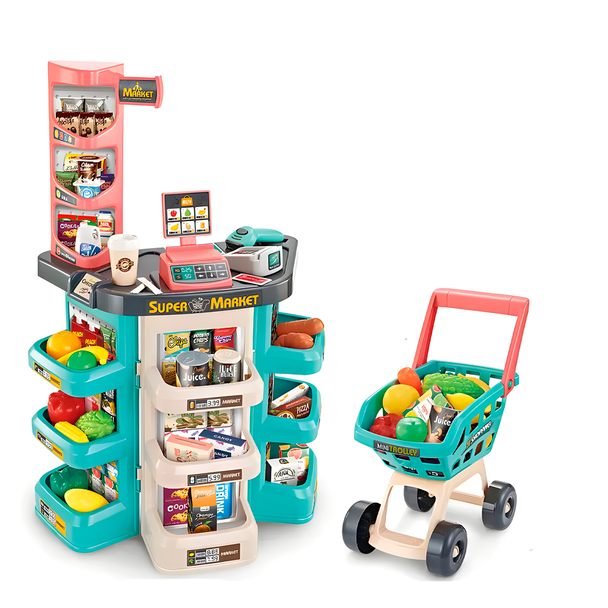 Set 48 Pcs Supermercado Carrito Alimentos Juguete Niños Colores 17