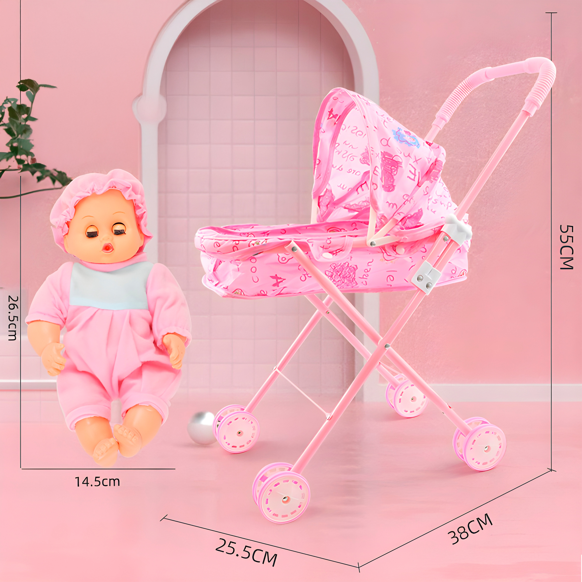 Cochecito Coche Guagua Juguete Plegable Muñeca Bebe Juego Niñas 2