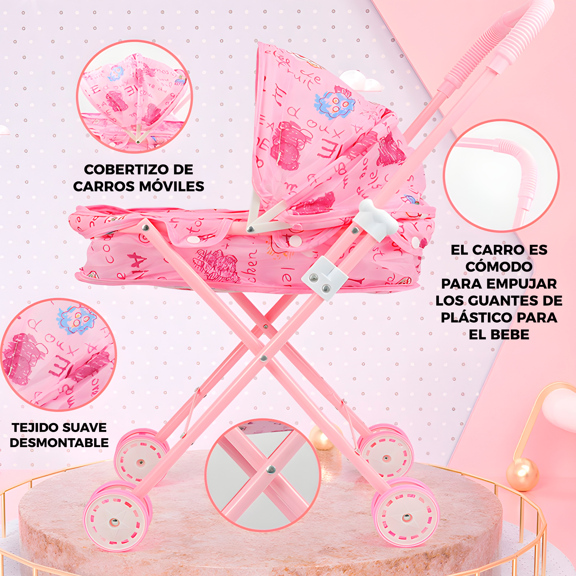 Cochecito Coche Guagua Juguete Plegable Muñeca Bebe Juego Niñas 3