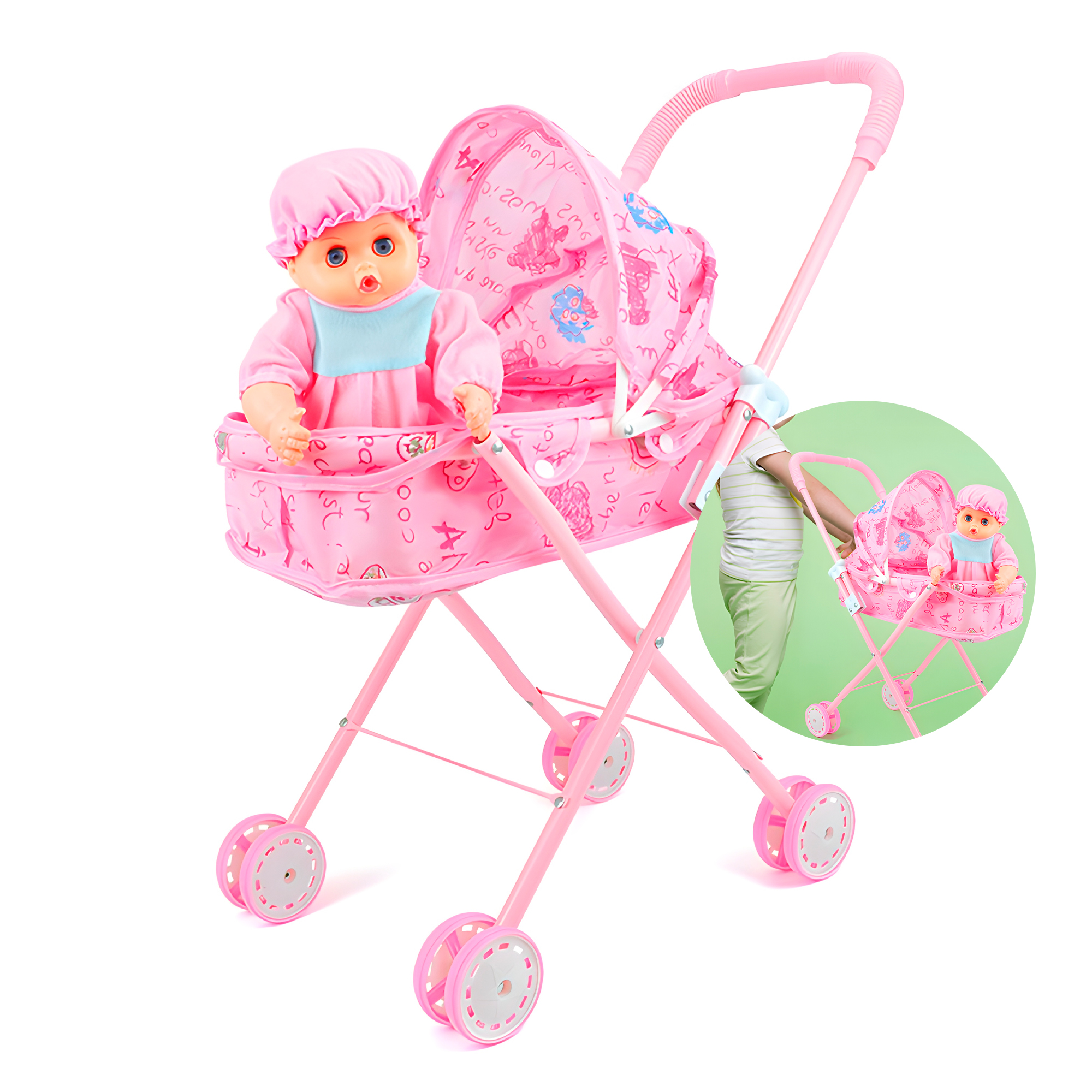 Cochecito Coche Guagua Juguete Plegable Muñeca Bebe Juego Niñas 1