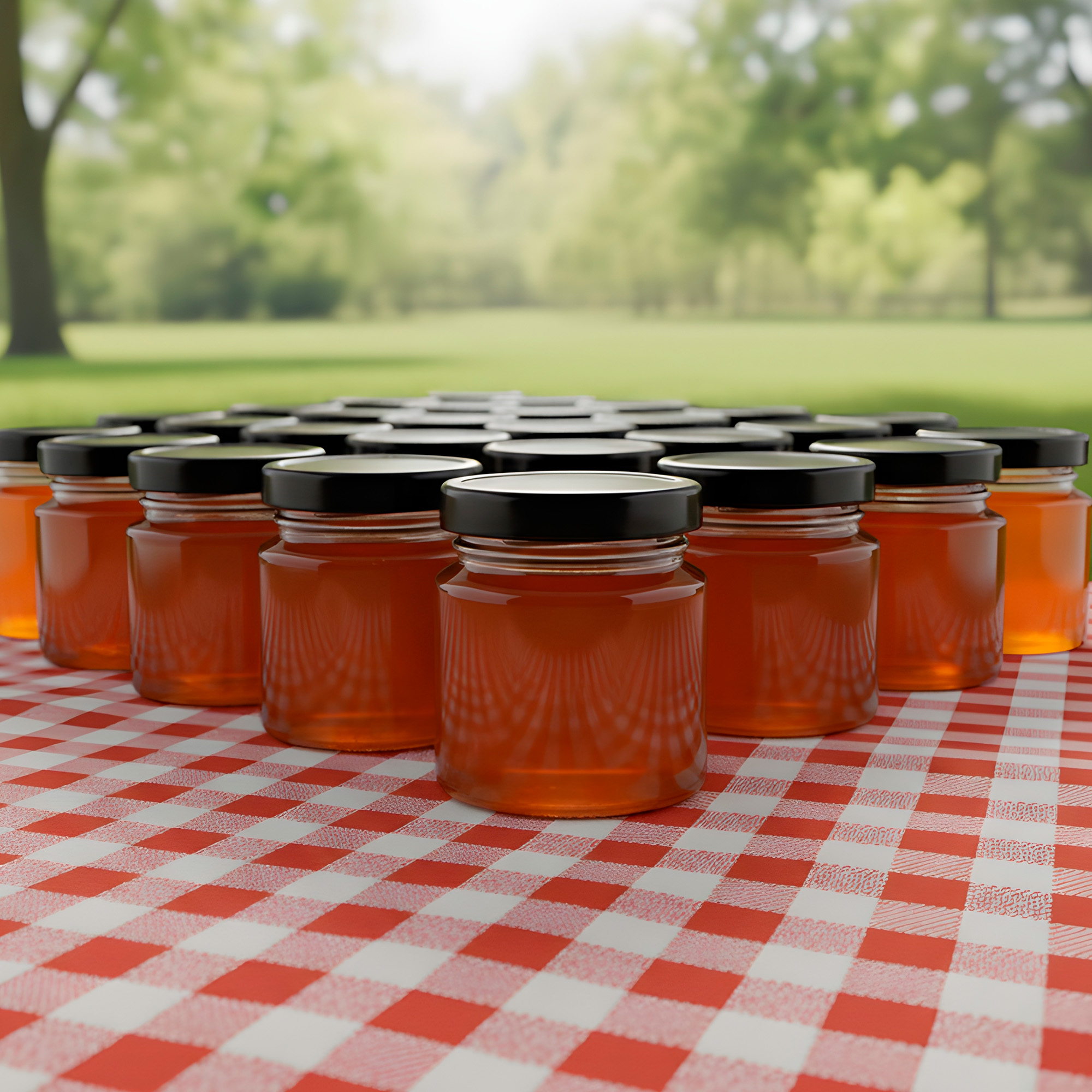 Frasco Vidrio Redondo Miel Salsas 50ML Mermelada Tapa Aluminio 8