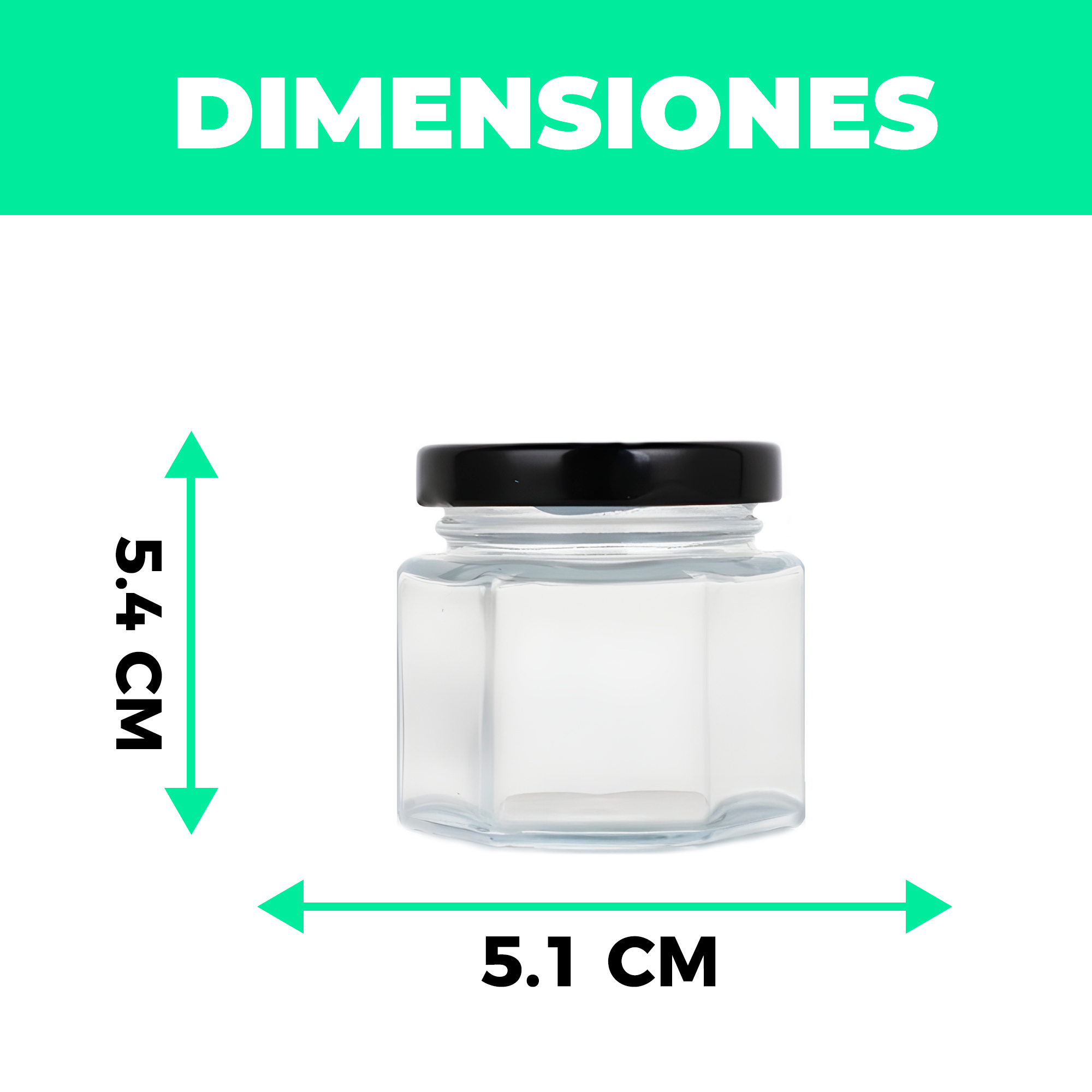 Frasco Vidrio Hexagonal Miel Salsas 50ML Mermelada Tapa Aluminio 4