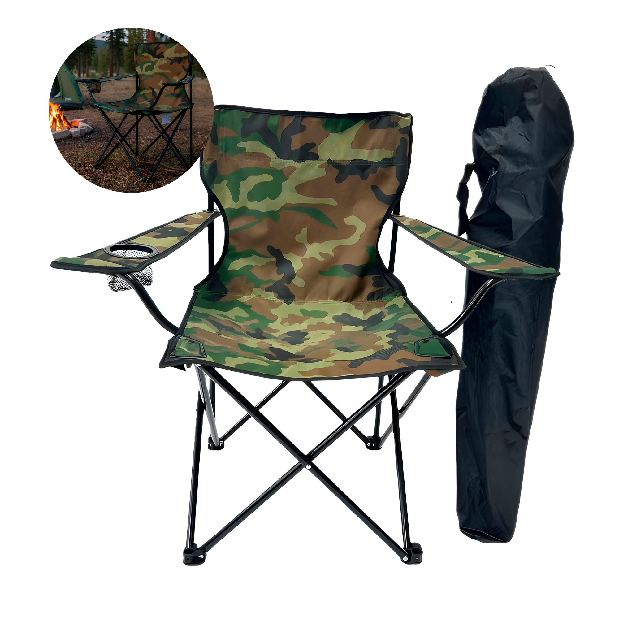 Silla Plegable Playa Exterior Camping Camuflaje 50x50x80 Cm 1