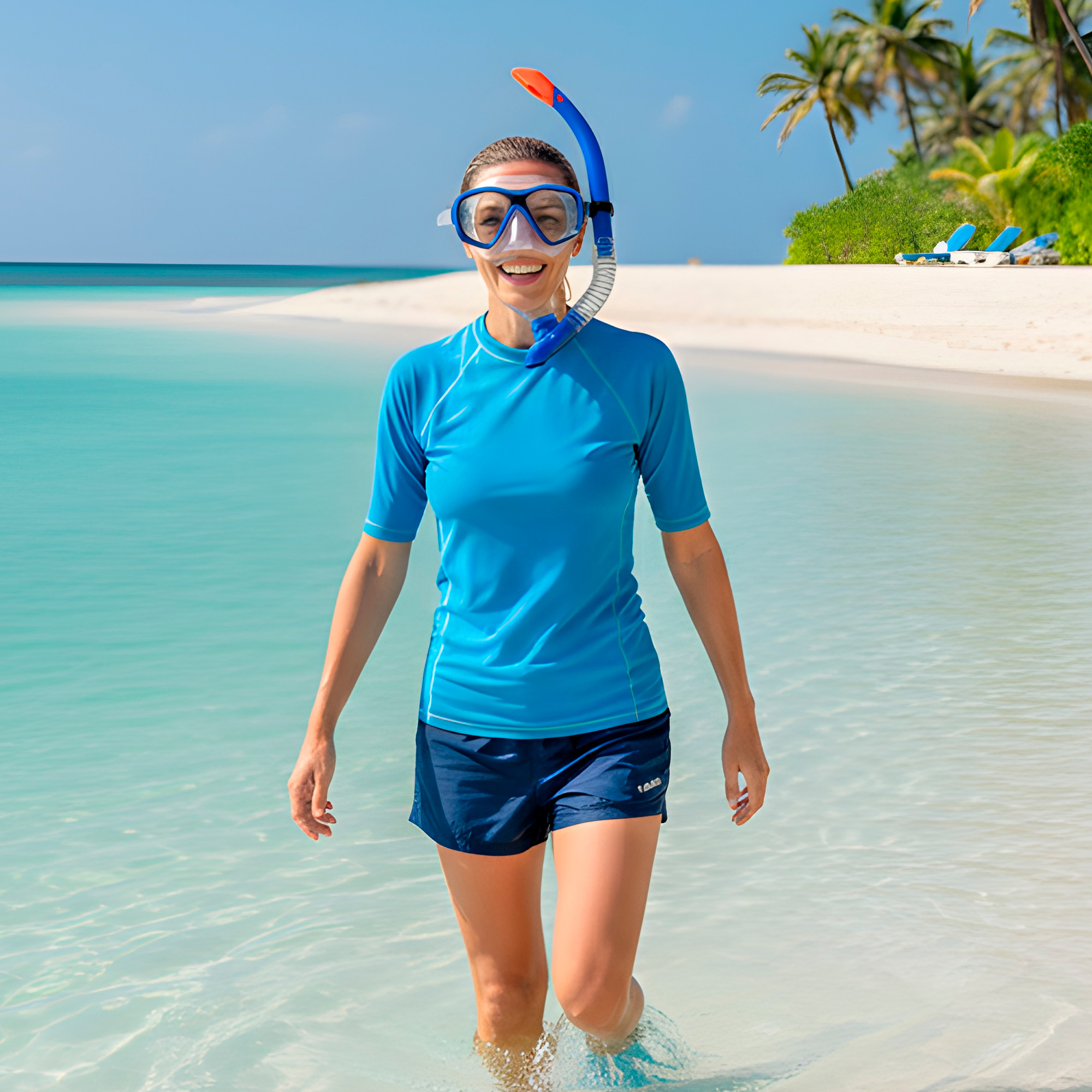 Set Buceo Mascara + Snorkel Ajustable Bamo Azul y Rosa 4