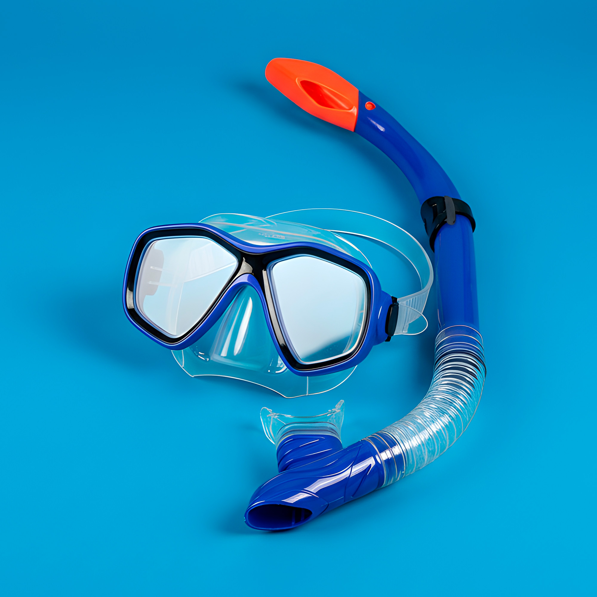 Set Buceo Mascara + Snorkel Ajustable Bamo Azul y Rosa 5