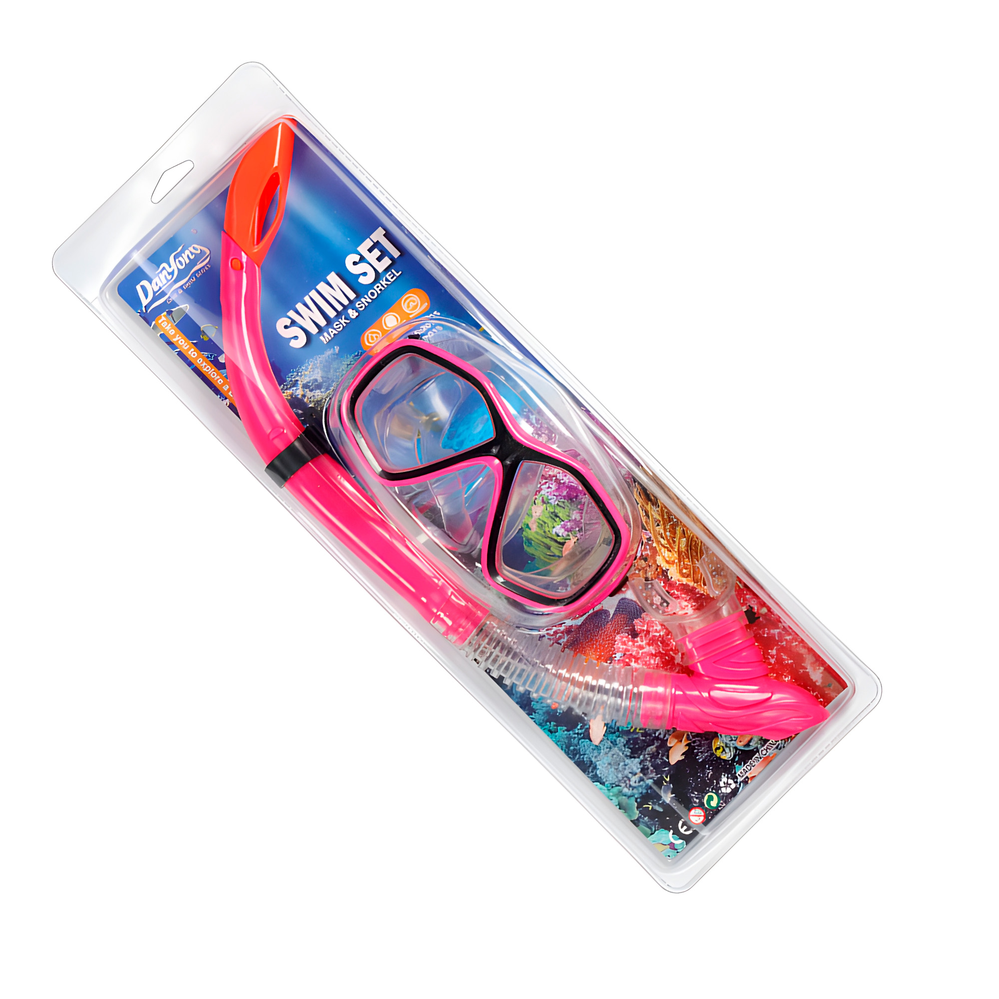 Set Buceo Mascara + Snorkel Ajustable Bamo Azul y Rosa 10