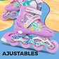 Patines En Linea Ajustables Roller  Ruedas Niños Niñas Colores - Miniatura 5
