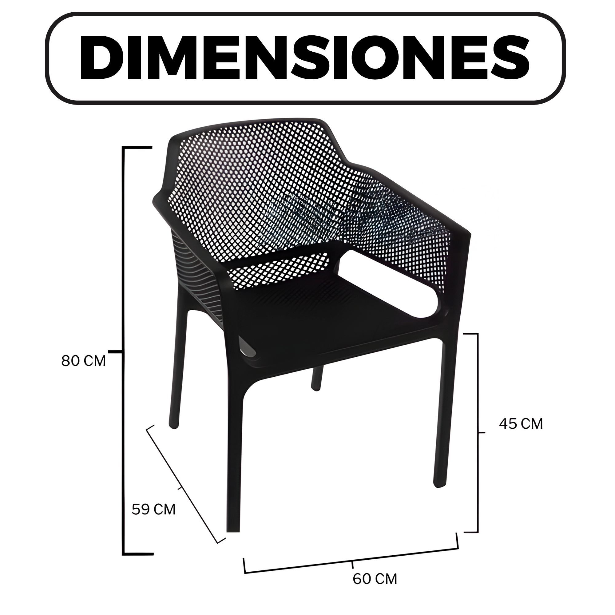 Sillas Terraza Comedor Exteriores Resistentes 80X60X59 CM Nordico Colores 12
