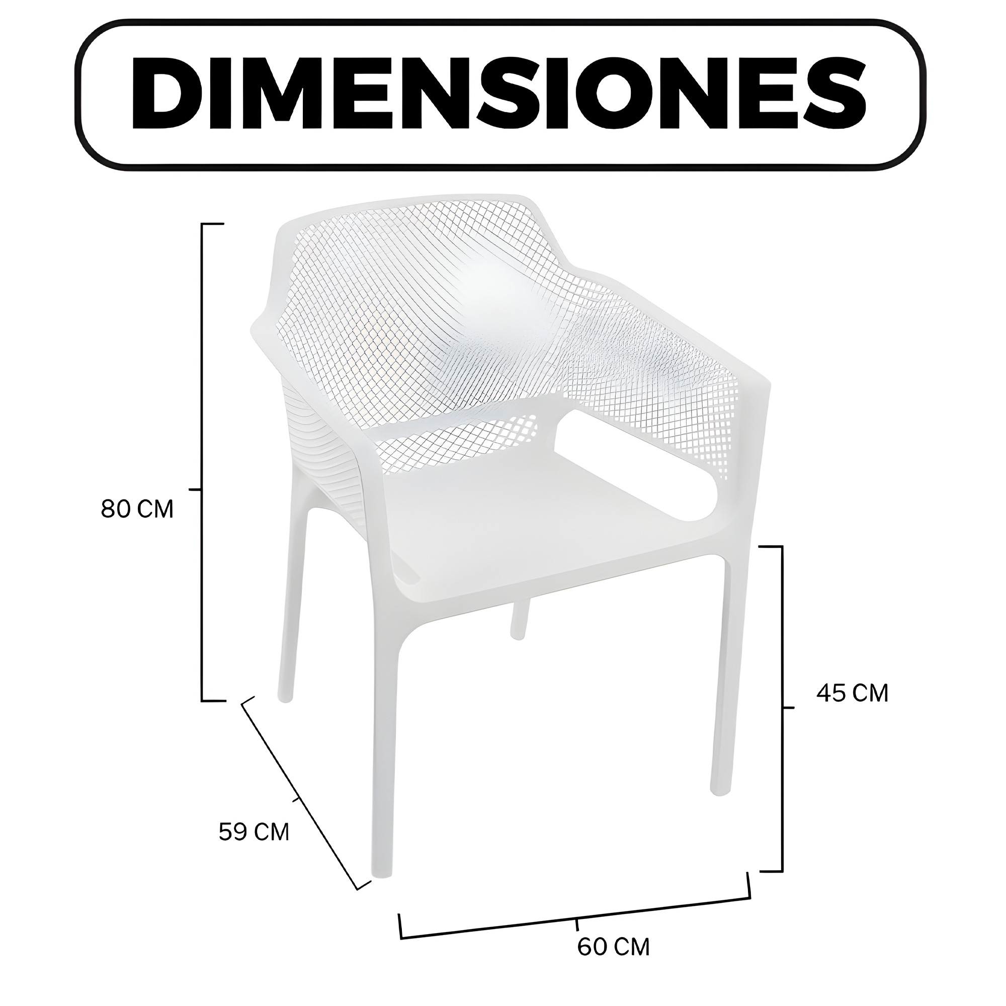 Sillas Terraza Comedor Exteriores Resistentes 80X60X59 CM Nordico Colores 2