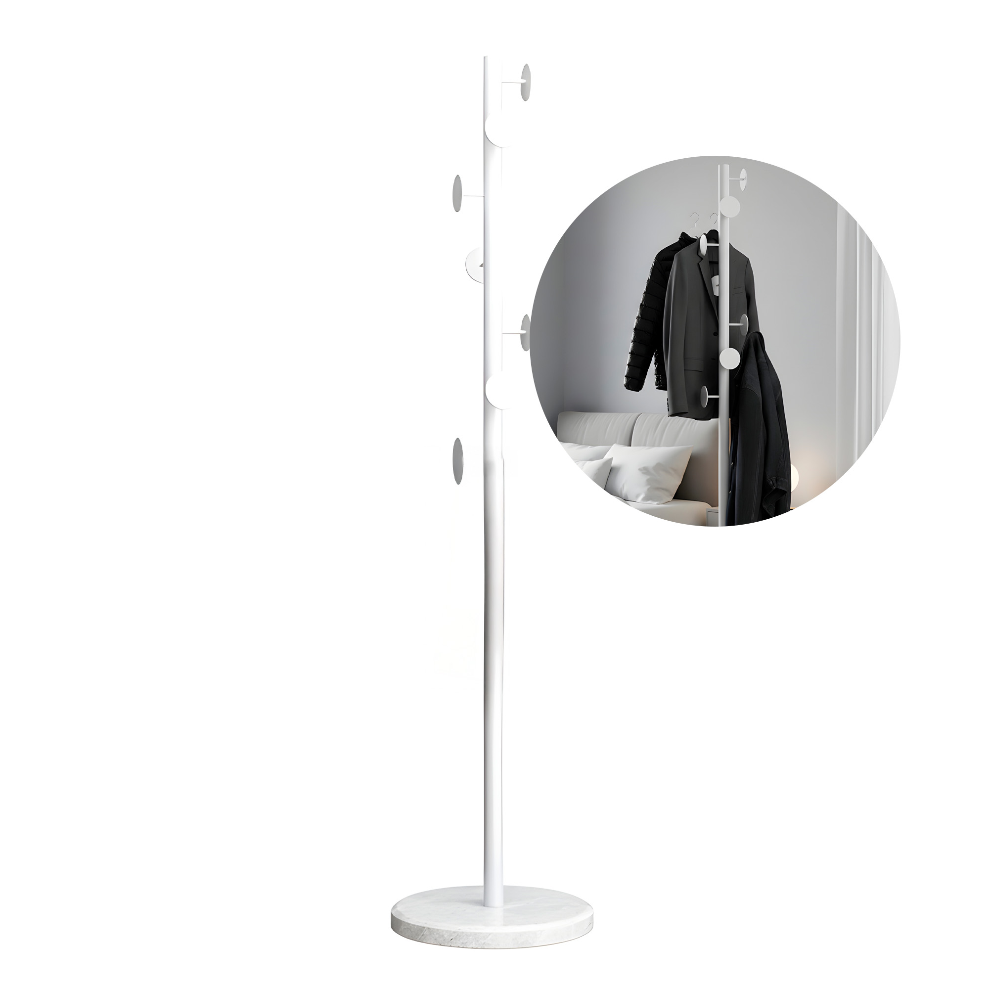 Perchero Colgador Pie Base Metal Perchas Ropa 170x30 Cm Colgantes Circulares 7