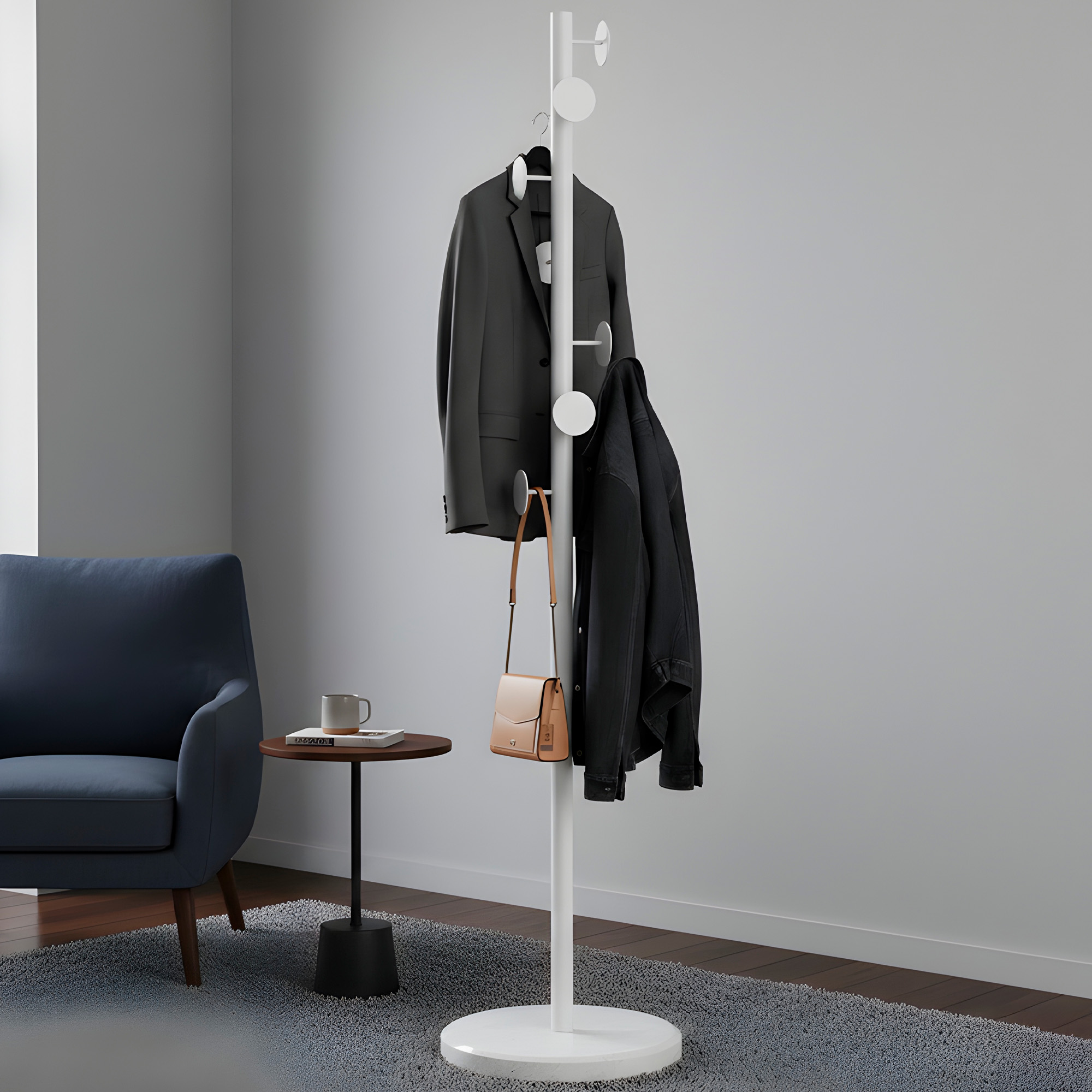 Perchero Colgador Pie Base Metal Perchas Ropa 170x30 Cm Colgantes Circulares 5