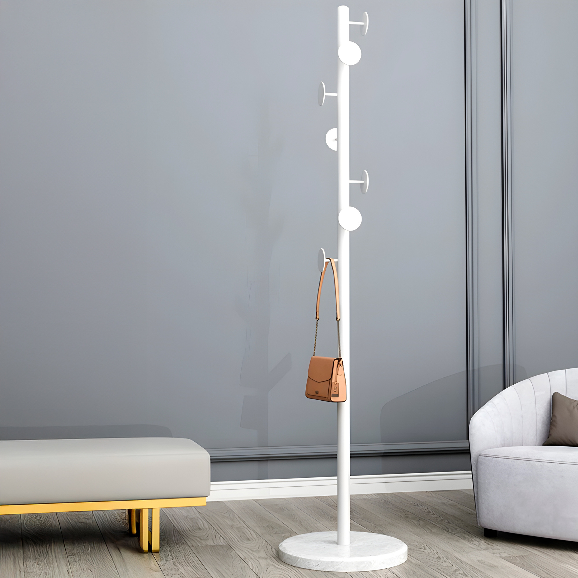 Perchero Colgador Pie Base Metal Perchas Ropa 170x30 Cm Colgantes Circulares 3