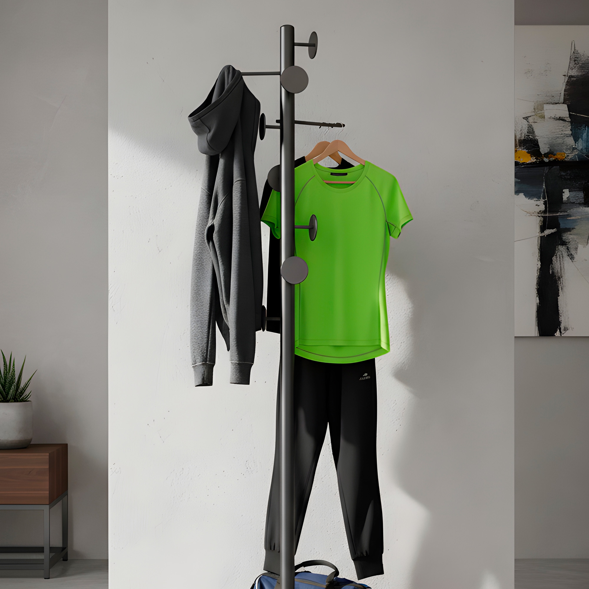 Perchero Colgador Pie Base Metal Perchas Ropa 170x30 Cm Colgantes Circulares 10