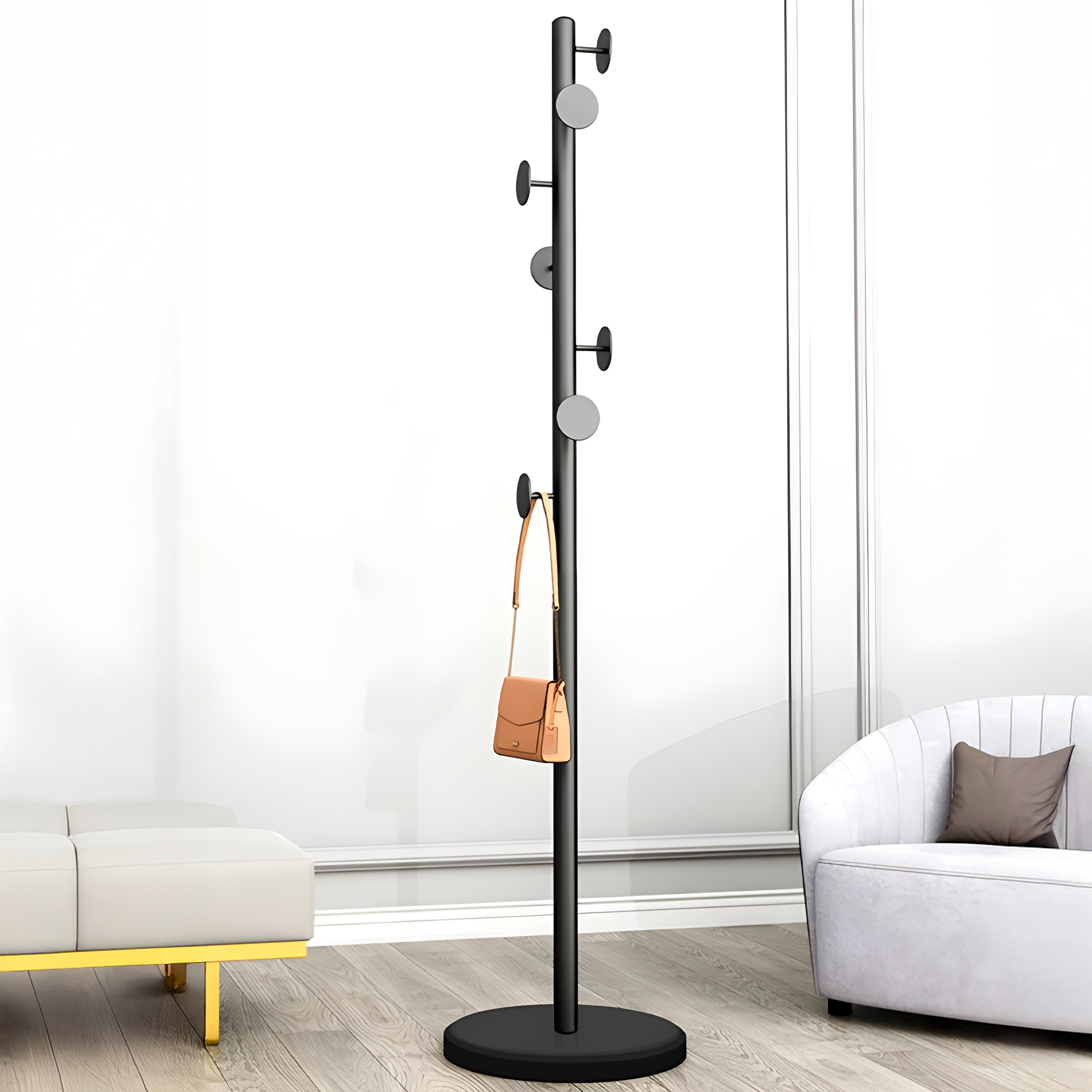 Perchero Colgador Pie Base Metal Perchas Ropa 170x30 Cm Colgantes Circulares 11