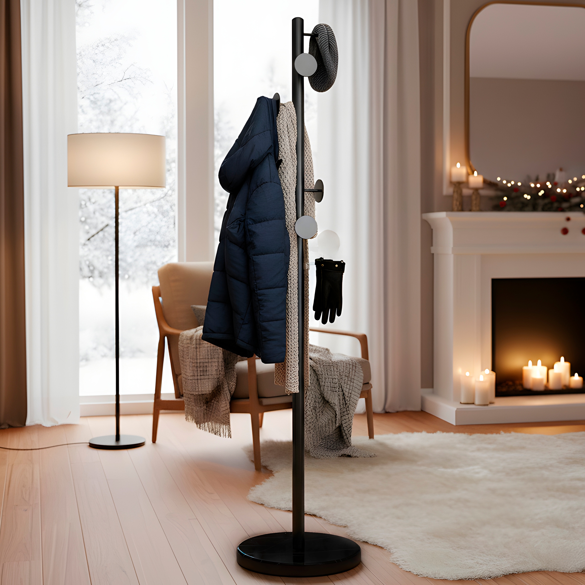 Perchero Colgador Pie Base Metal Perchas Ropa 170x30 Cm Colgantes Circulares 16