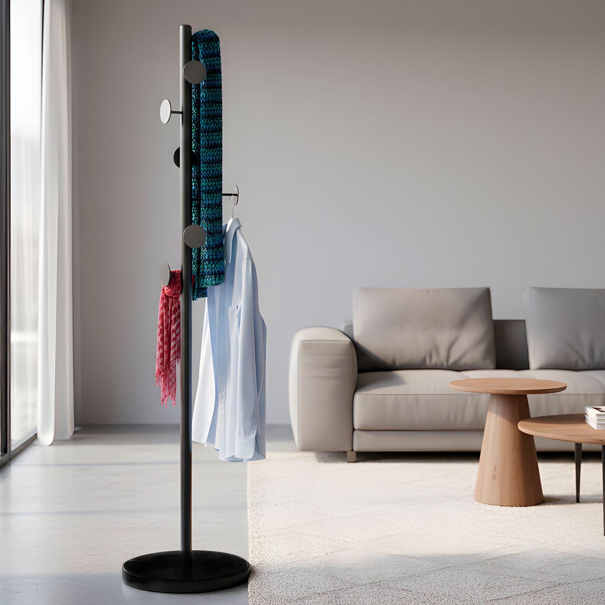 Perchero Colgador Pie Base Metal Perchas Ropa 170x30 Cm Colgantes Circulares 17