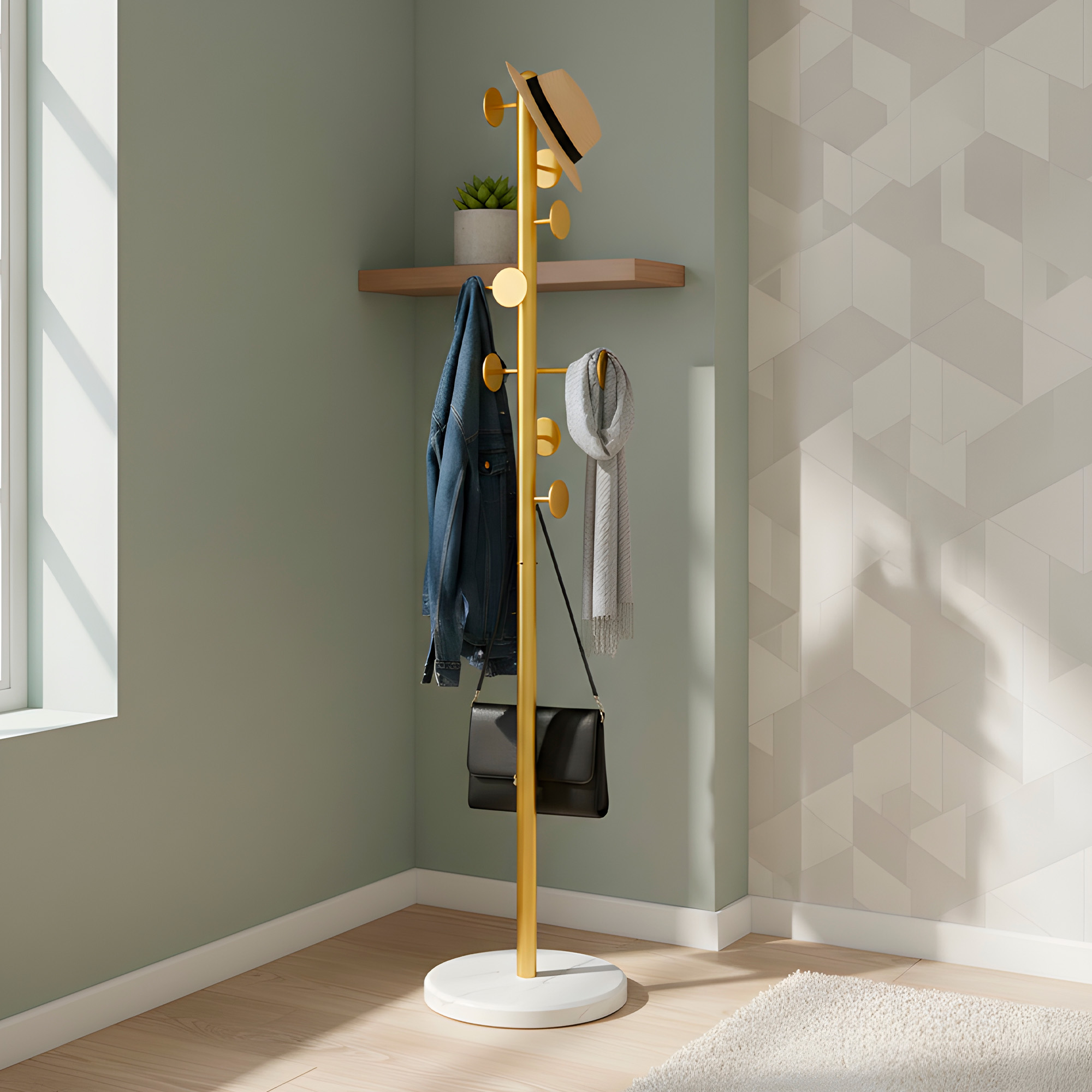 Perchero Colgador Pie Base Metal Perchas Ropa 170x30 Cm Colgantes Circulares 20