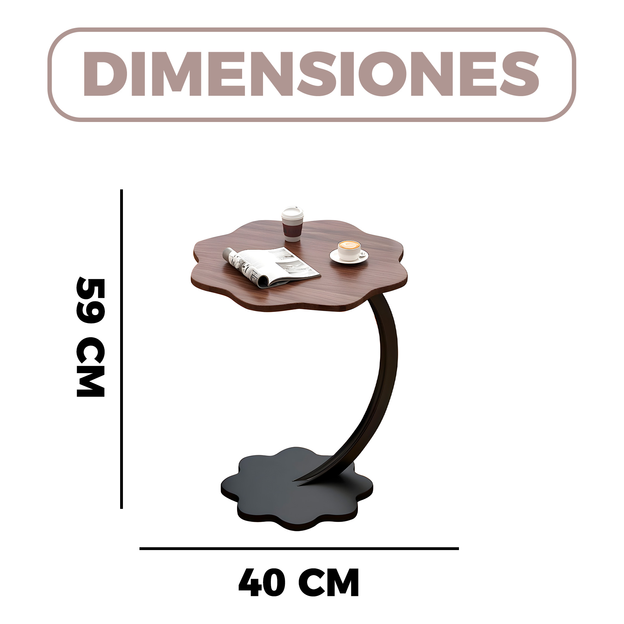 Mesa Centro Flor Redonda Living Lateral Auxiliar 59X40 CM 2