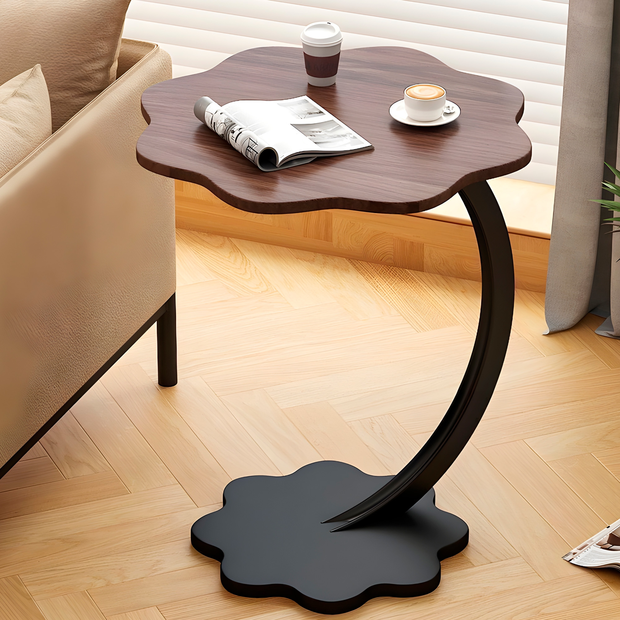 Mesa Centro Flor Redonda Living Lateral Auxiliar 59X40 CM 3