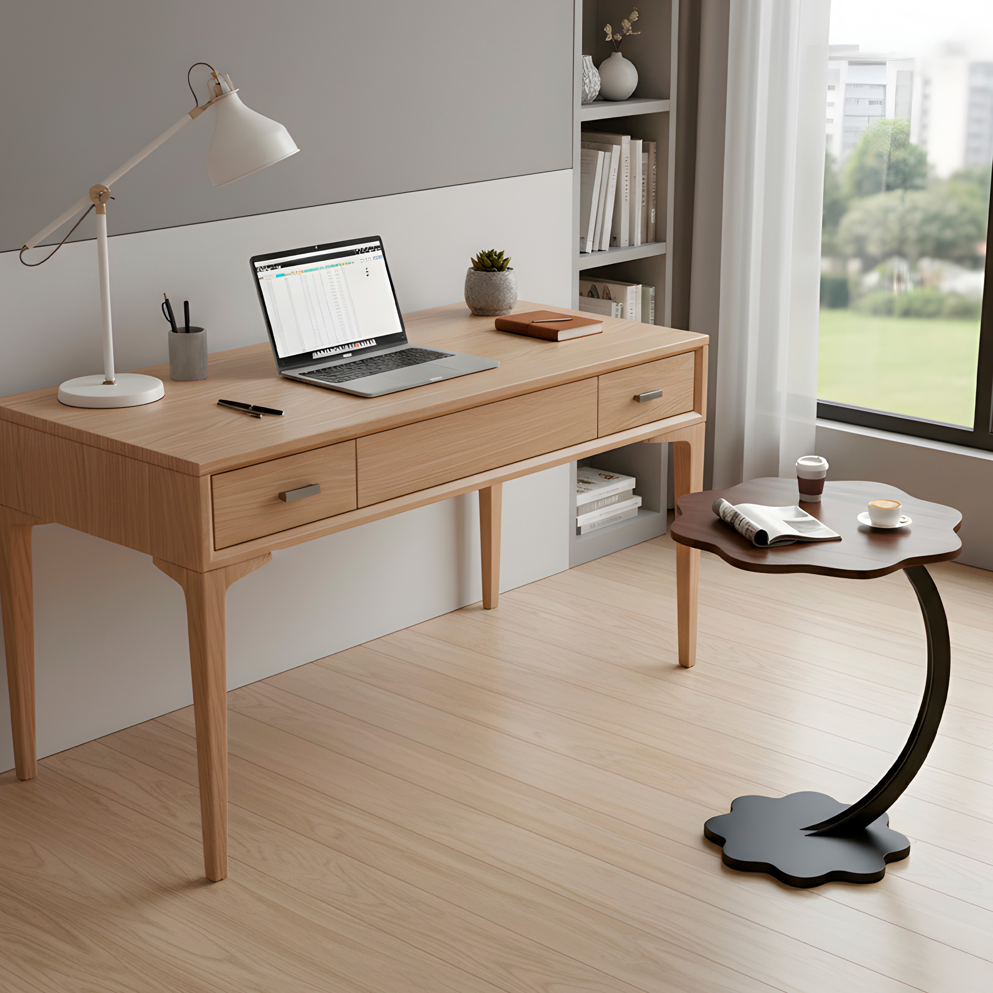 Mesa Centro Flor Redonda Living Lateral Auxiliar 59X40 CM 4