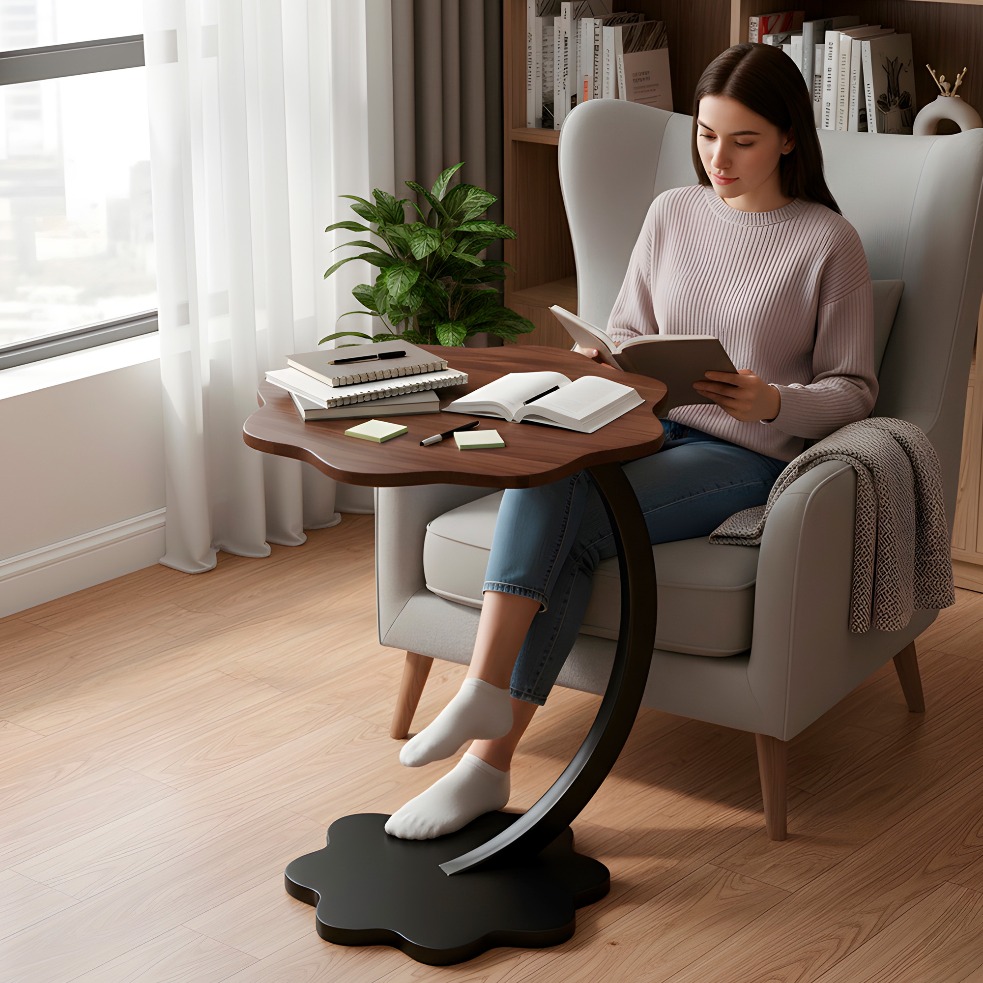 Mesa Centro Flor Redonda Living Lateral Auxiliar 59X40 CM 5