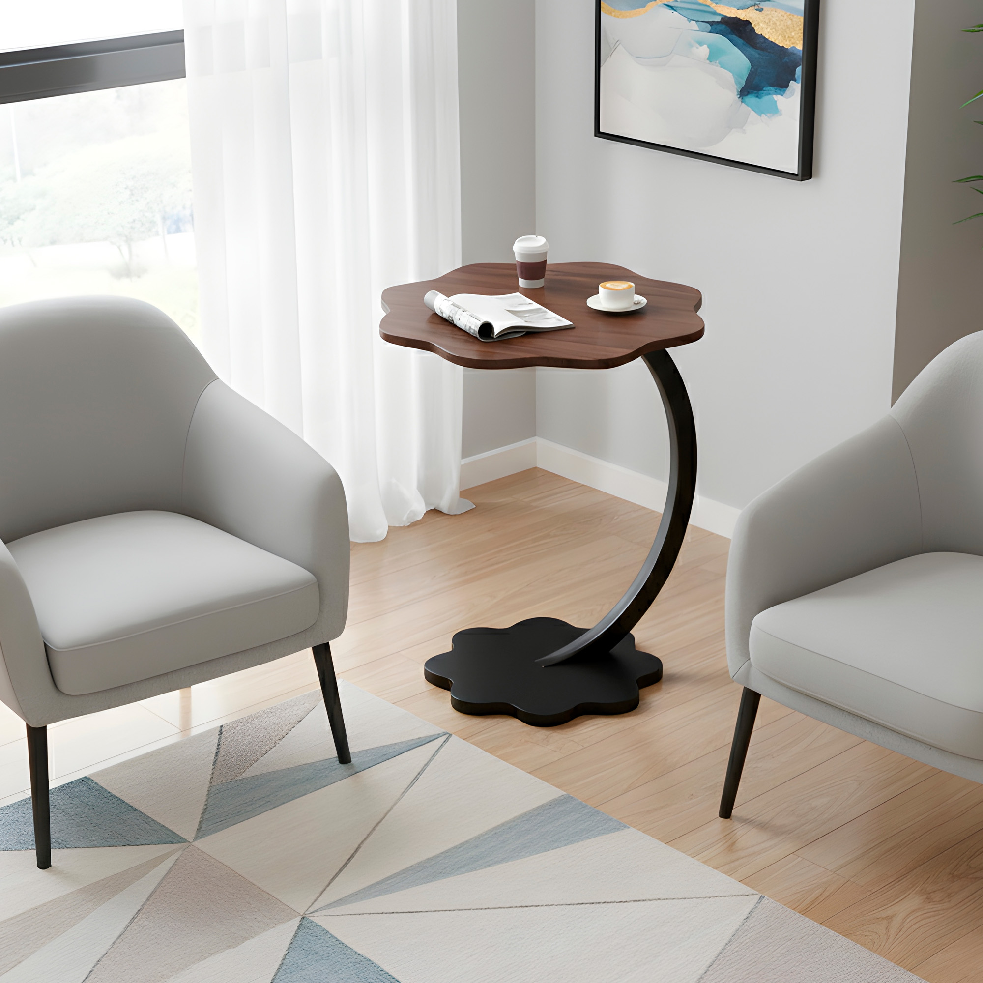 Mesa Centro Flor Redonda Living Lateral Auxiliar 59X40 CM 8