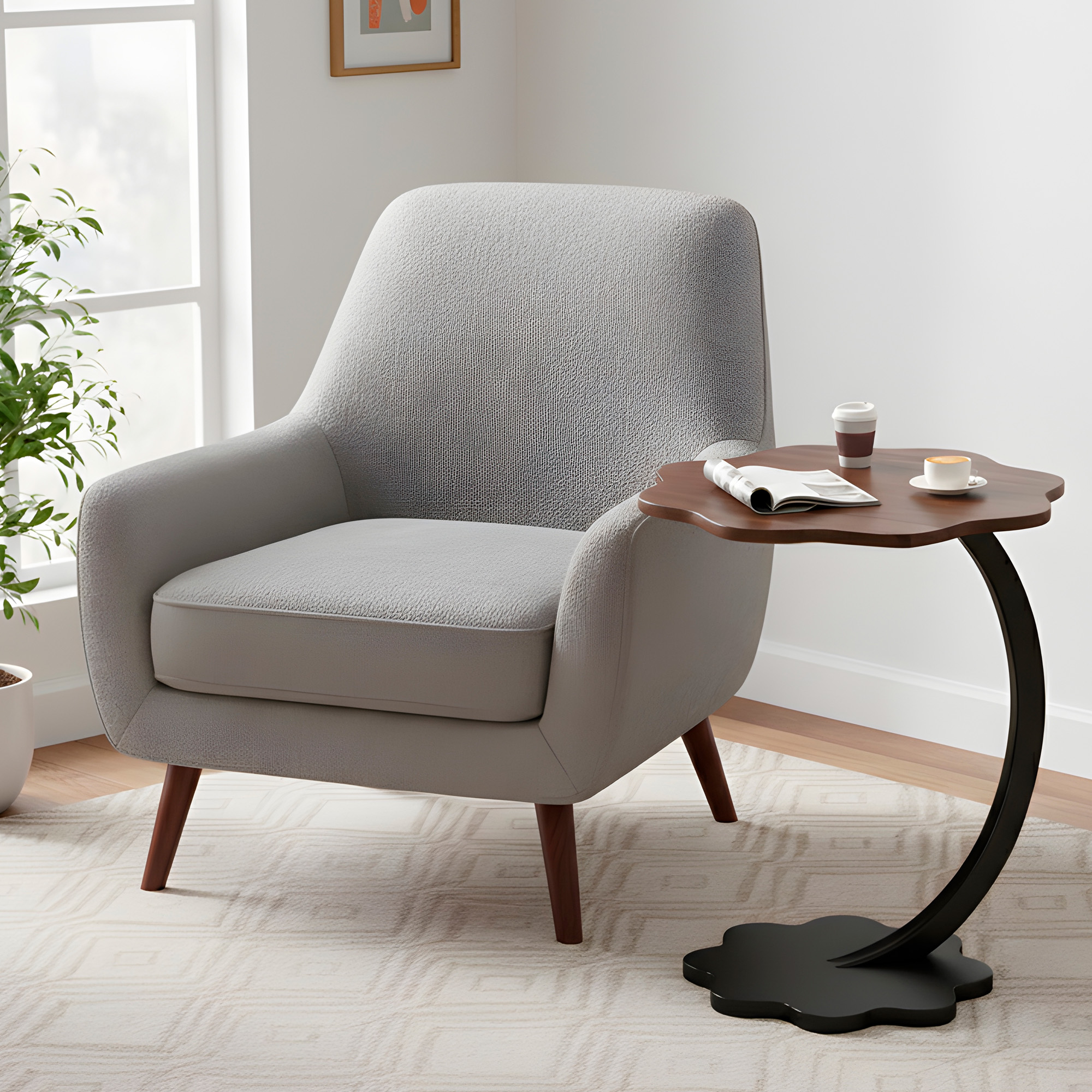 Mesa Centro Flor Redonda Living Lateral Auxiliar 59X40 CM 10