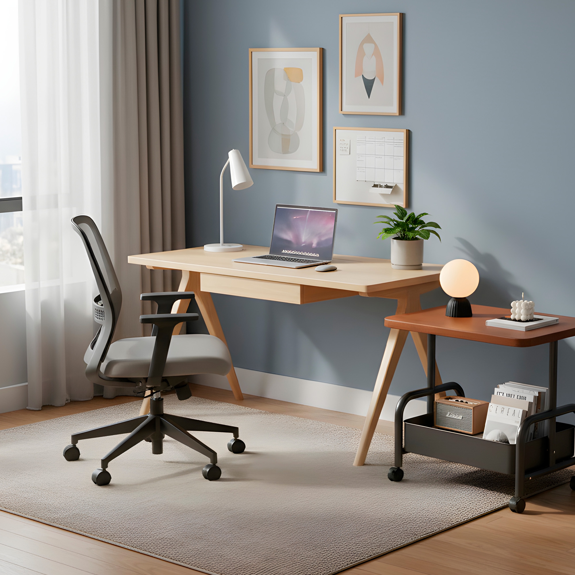 Carrito 2 Niveles Rodante Almacenamiento Tablero Madera 9