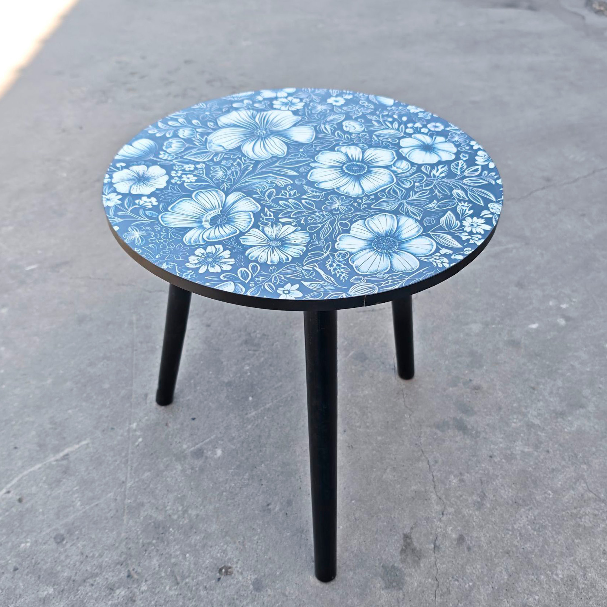 Mesa Centro Living Bohemio Flores Madera Redonda Decorativa 28